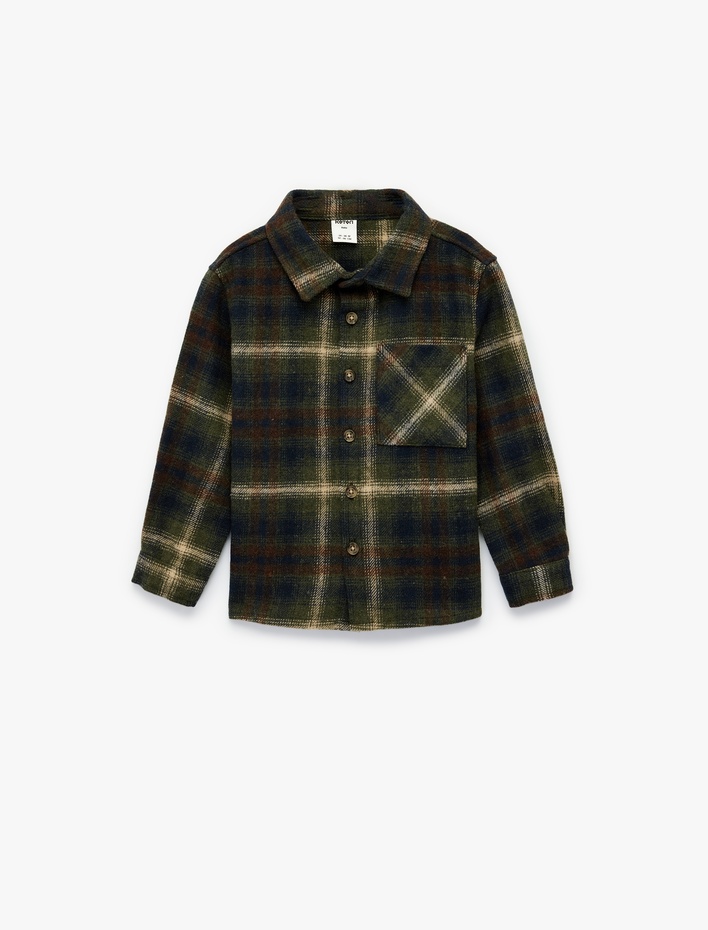 Erkek Bebek Uzun Kollu Cep Detaylı Ekoseli Oduncu Gömlek