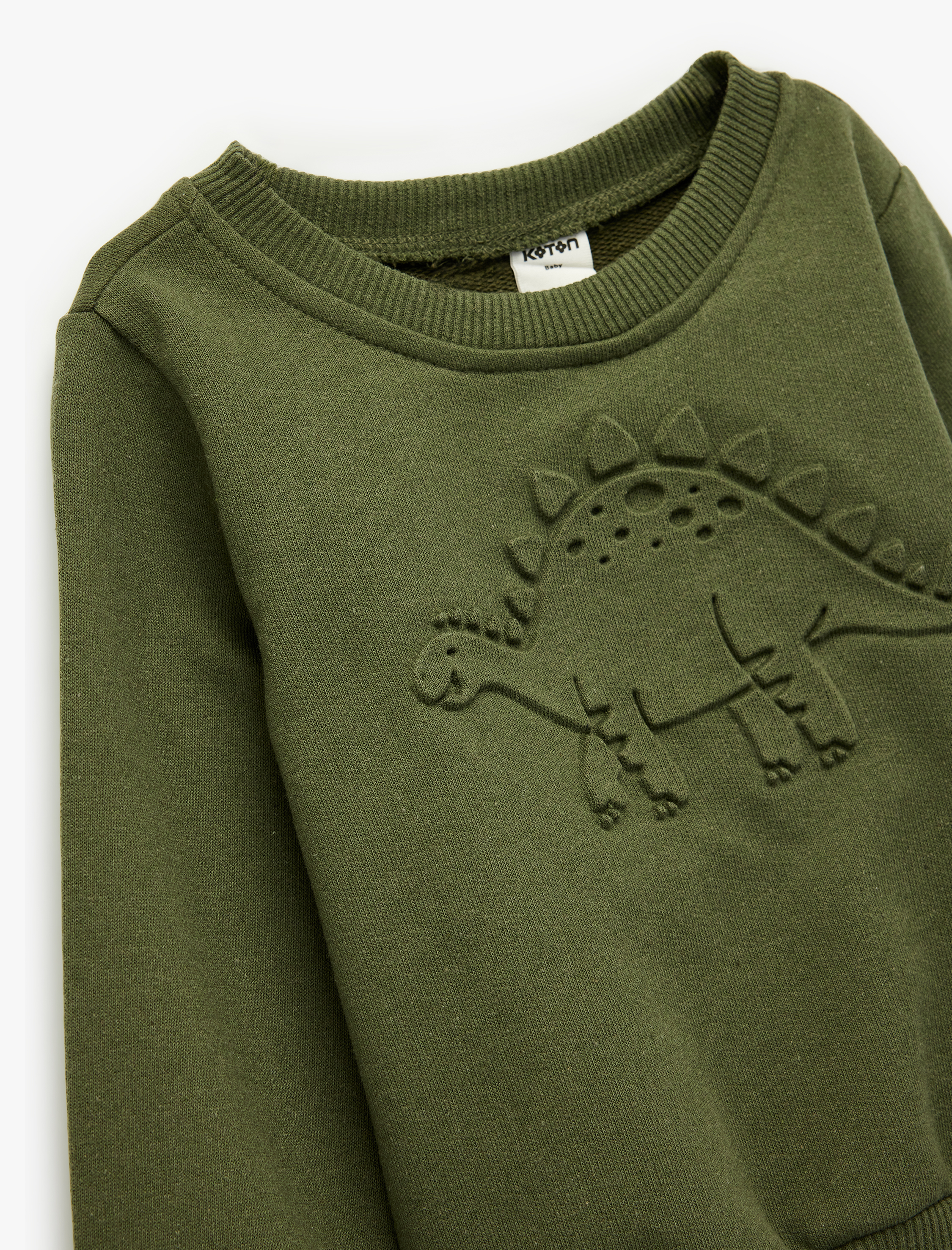  Erkek Bebek Dinozor Baskılı Uzun Kollu Bisiklet Yaka Sweatshirt