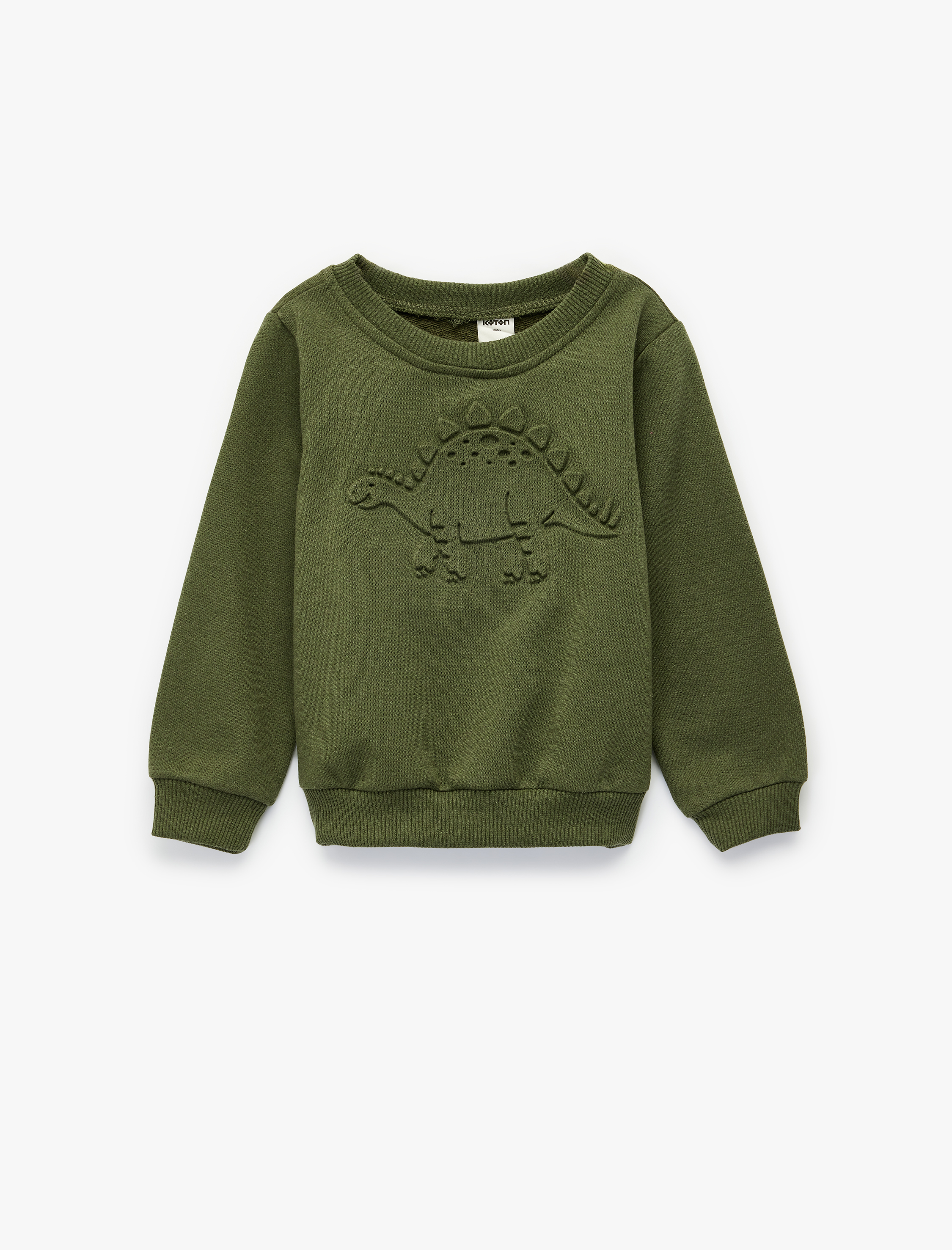  Erkek Bebek Dinozor Baskılı Uzun Kollu Bisiklet Yaka Sweatshirt