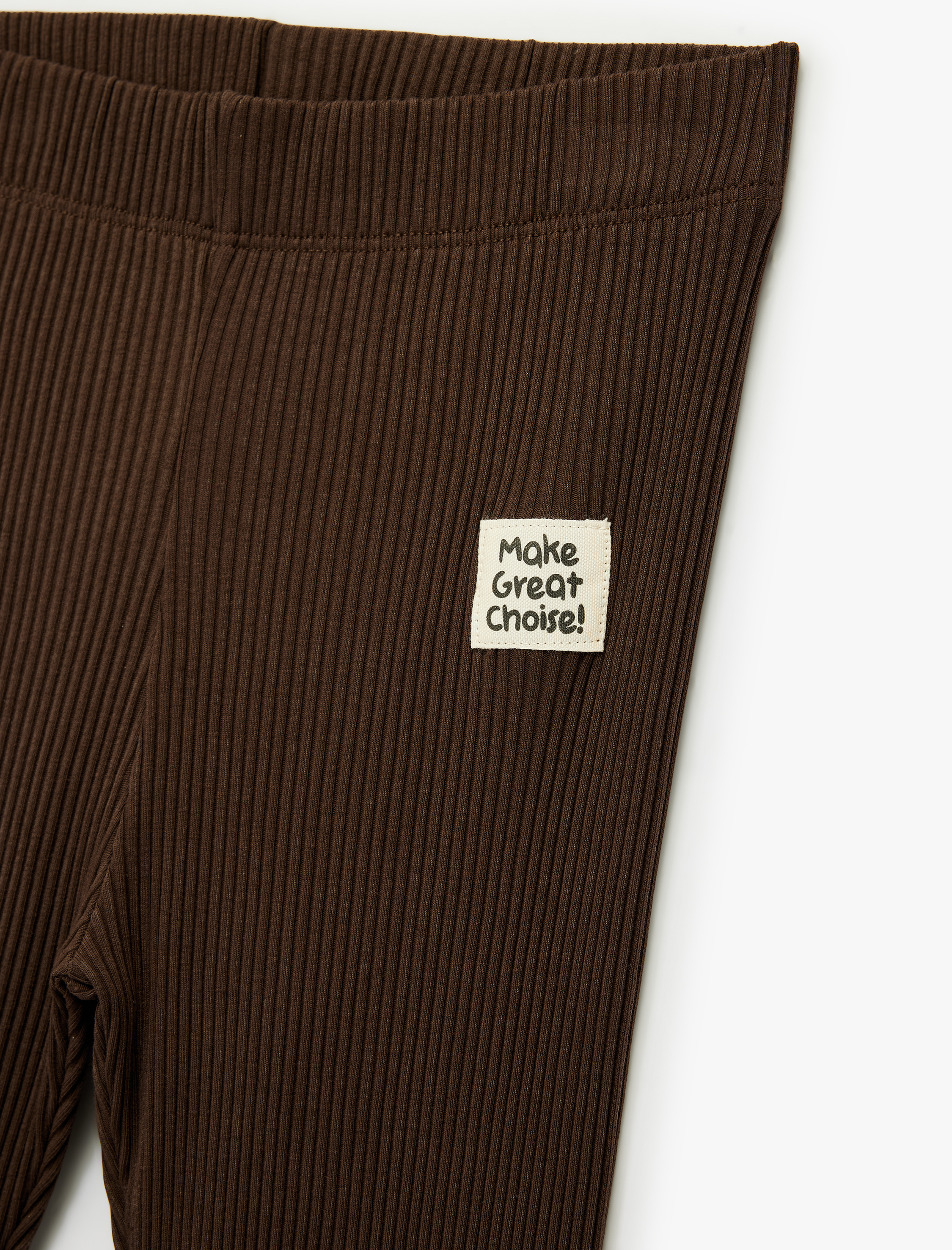  Kız Çocuk Beli Lastikli Etiket Detaylı Pamuklu Tayt