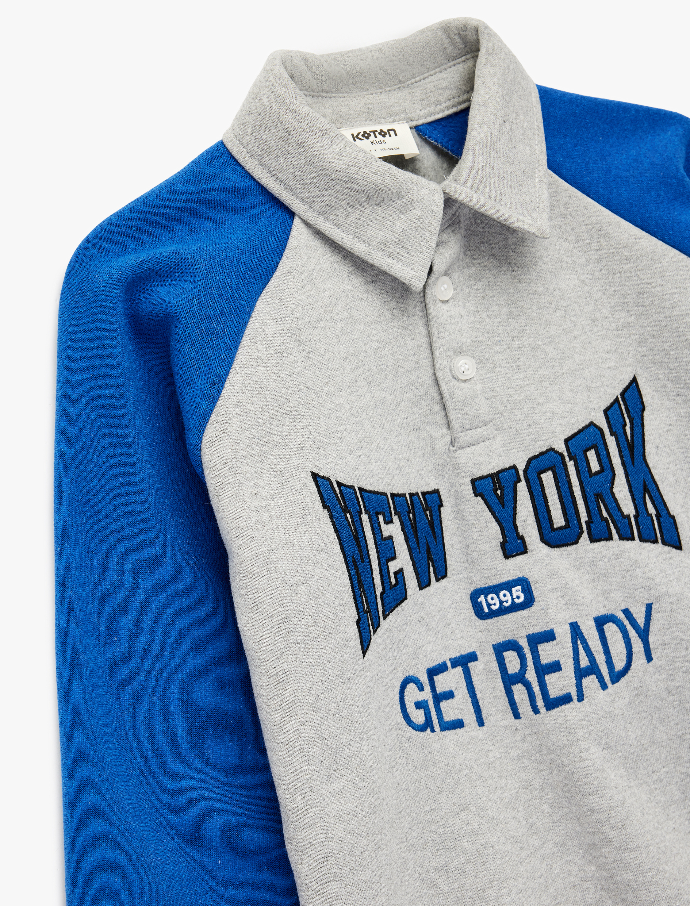  Erkek Çocuk Nakışlı Uzun Kollu Polo Yaka Sweatshirt