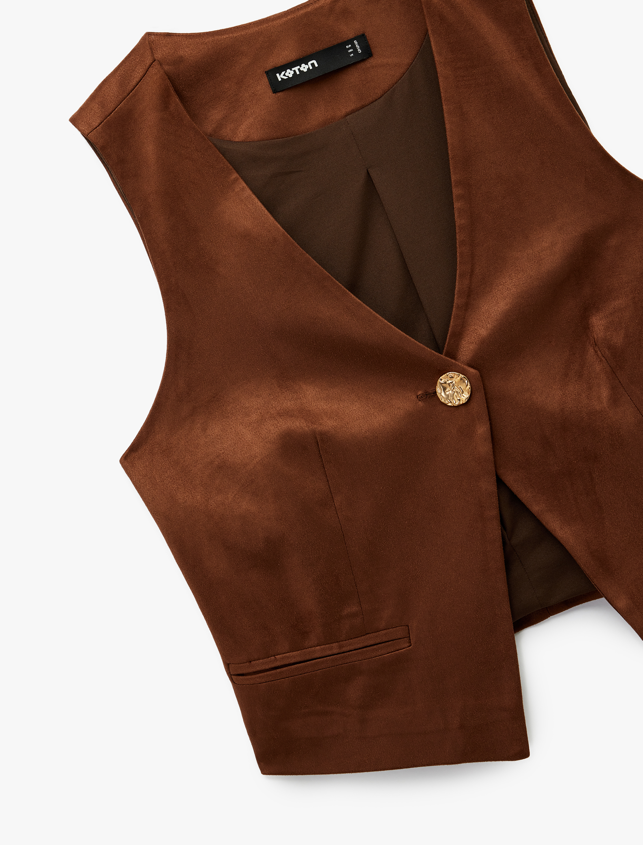   Düğmeli Suni Süet Yelek