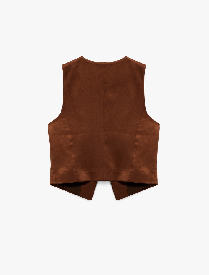  Düğmeli Suni Süet Yelek