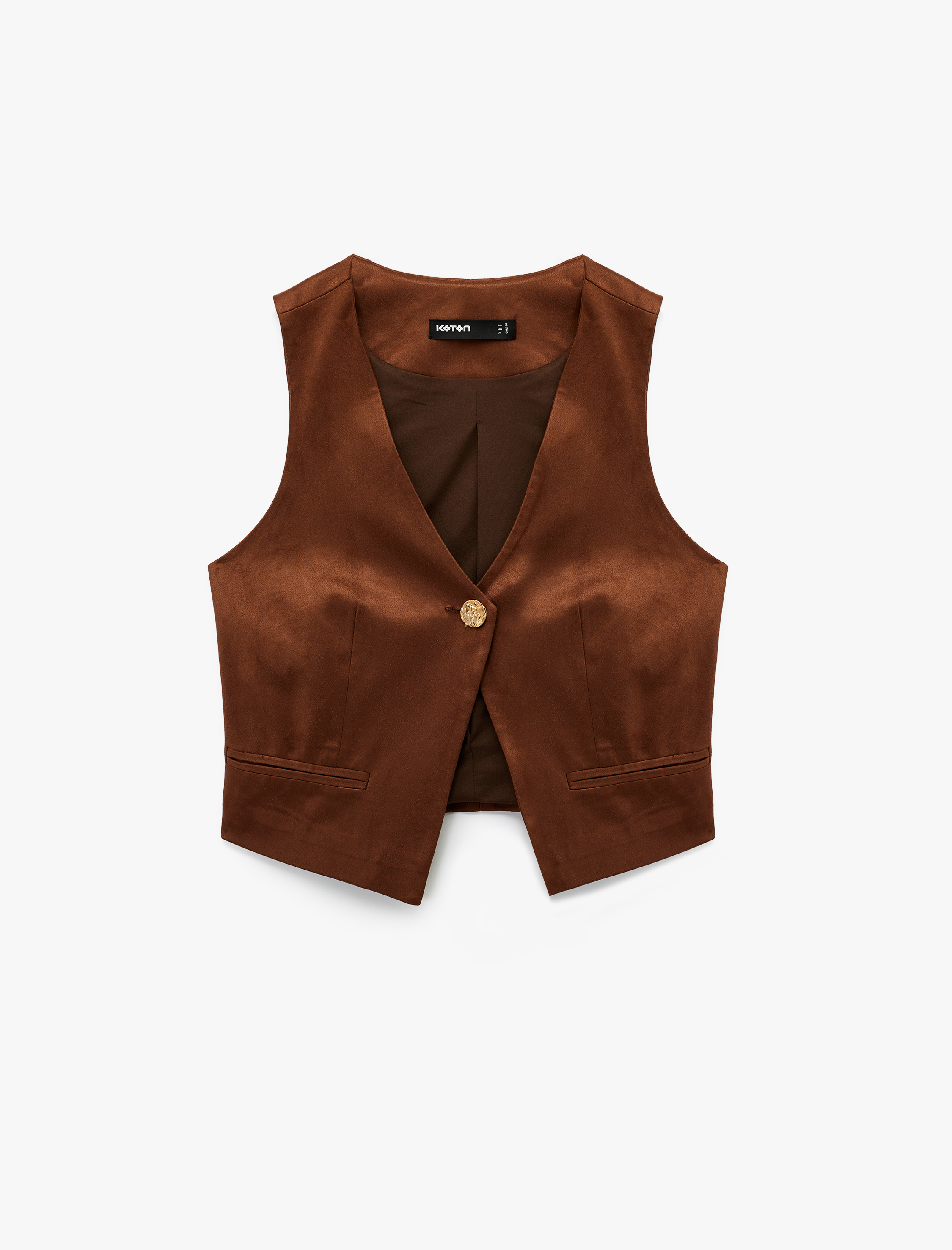   Düğmeli Suni Süet Yelek