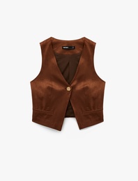 Düğmeli Suni Süet Yelek