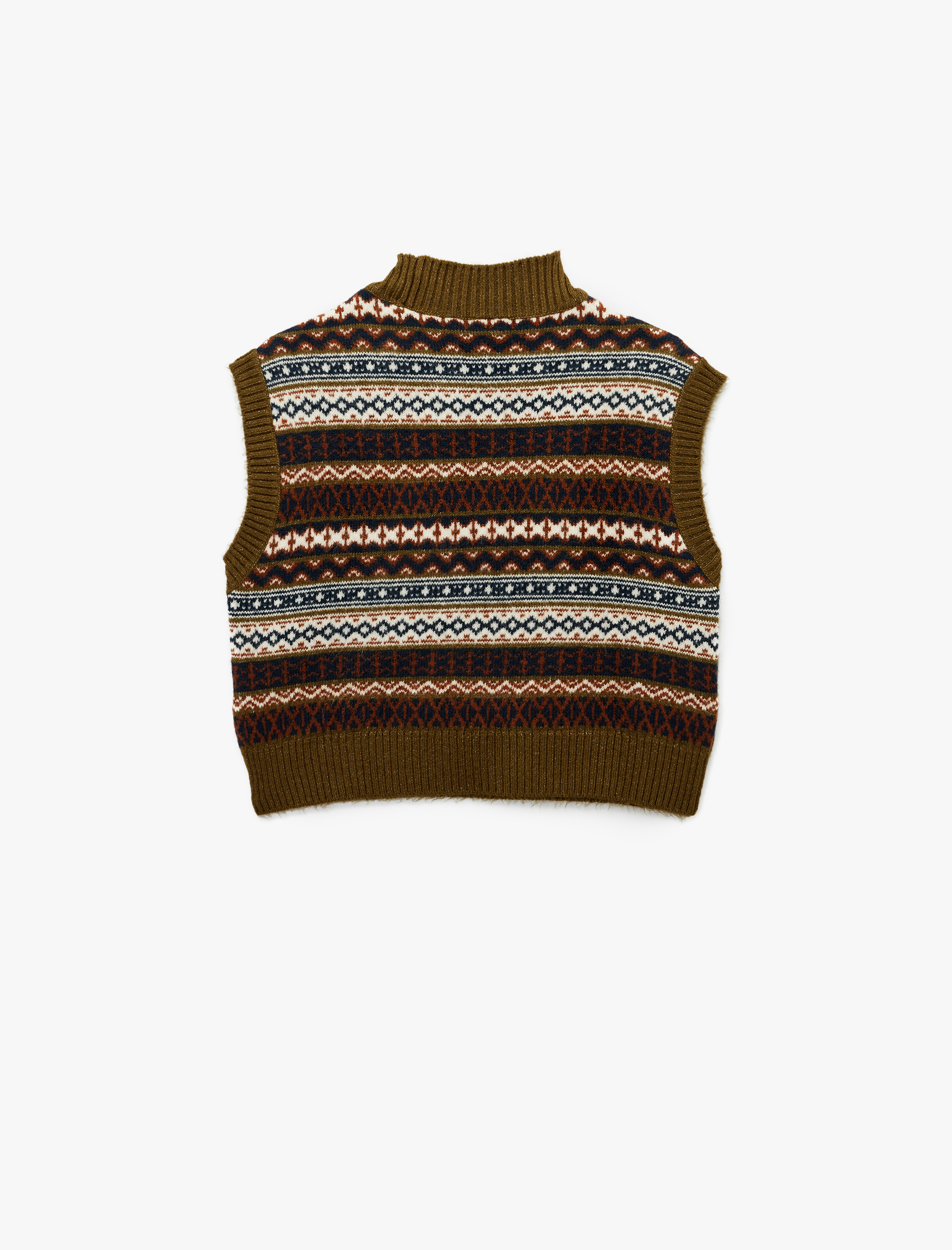   Jakarlı Kolsuz Dik Yaka Triko Süveter