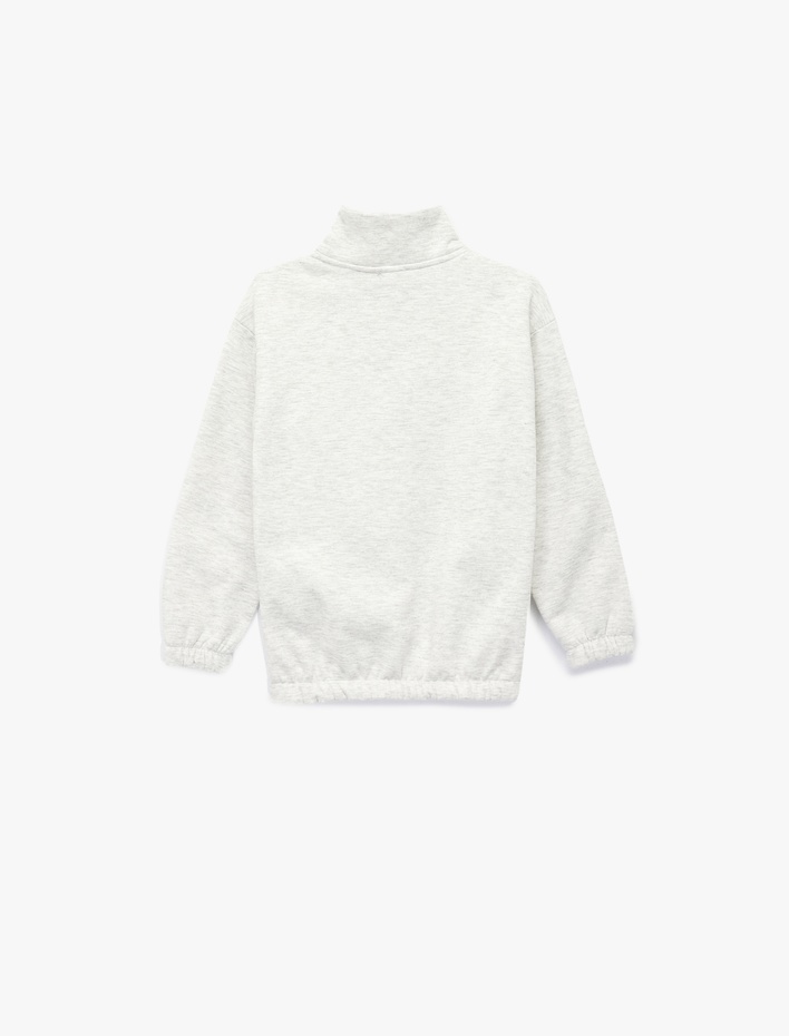 Erkek Çocuk Uzun Kollu Fermuar Detaylı Dik Yaka Şardonlu Oversize Sweatshirt