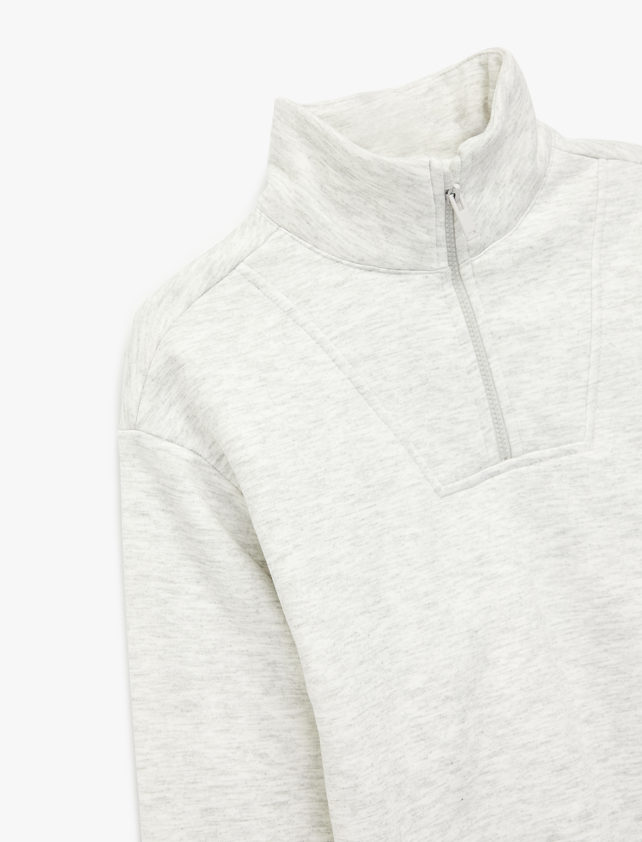  Erkek Çocuk Uzun Kollu Fermuar Detaylı Dik Yaka Şardonlu Oversize Sweatshirt