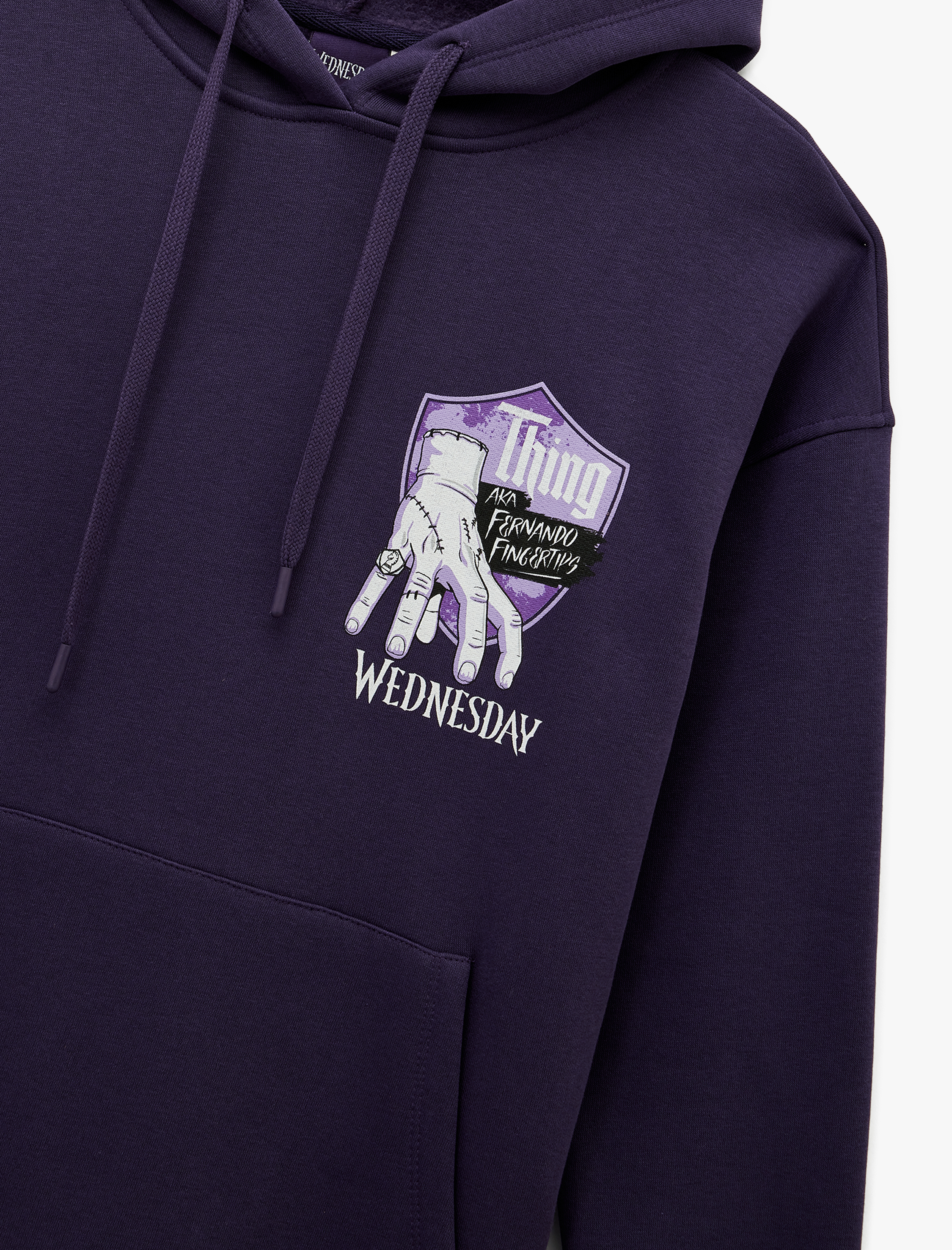   Wednesday Lisanslı Kanguru Cepli Kapüşonlu Arkası Baskılı Oversize Sweatshirt