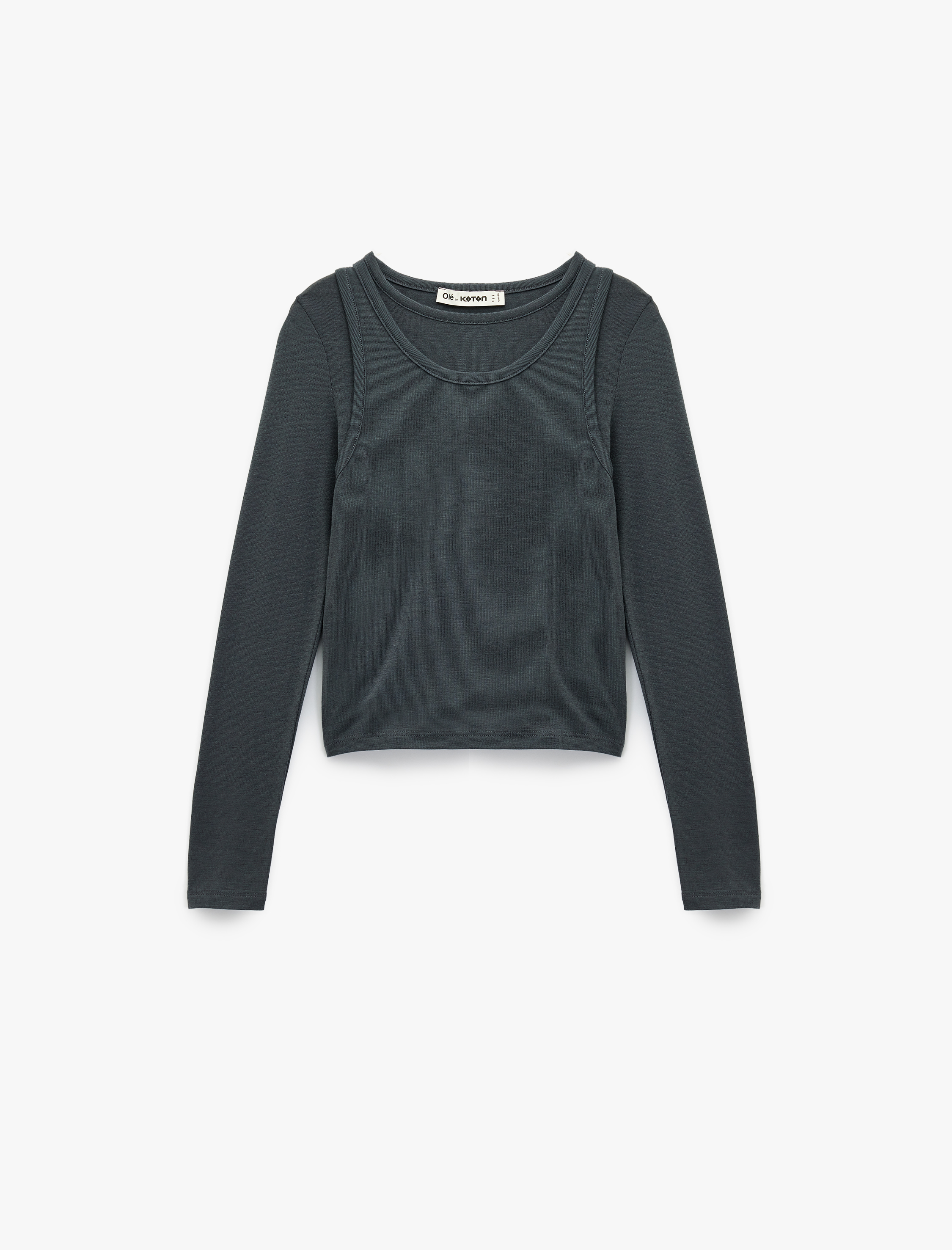   Slim Fit Atlet Görünümlü Bisiklet Yaka Uzun Kollu Tişört