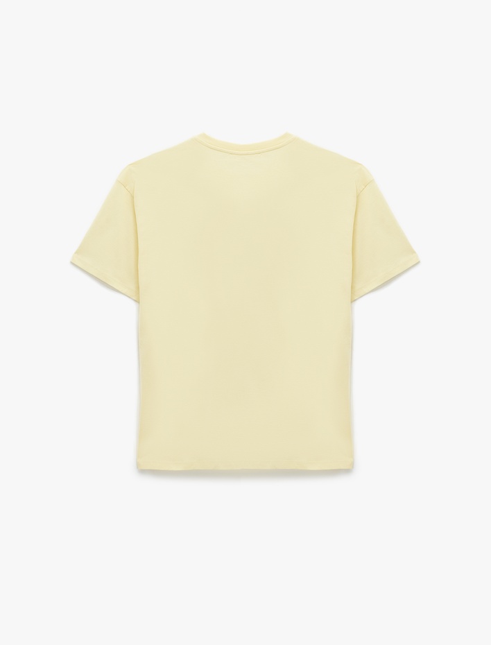  Kısa Kollu Köpek Nakış Detaylı Bisiklet Yaka Oversize Tişört