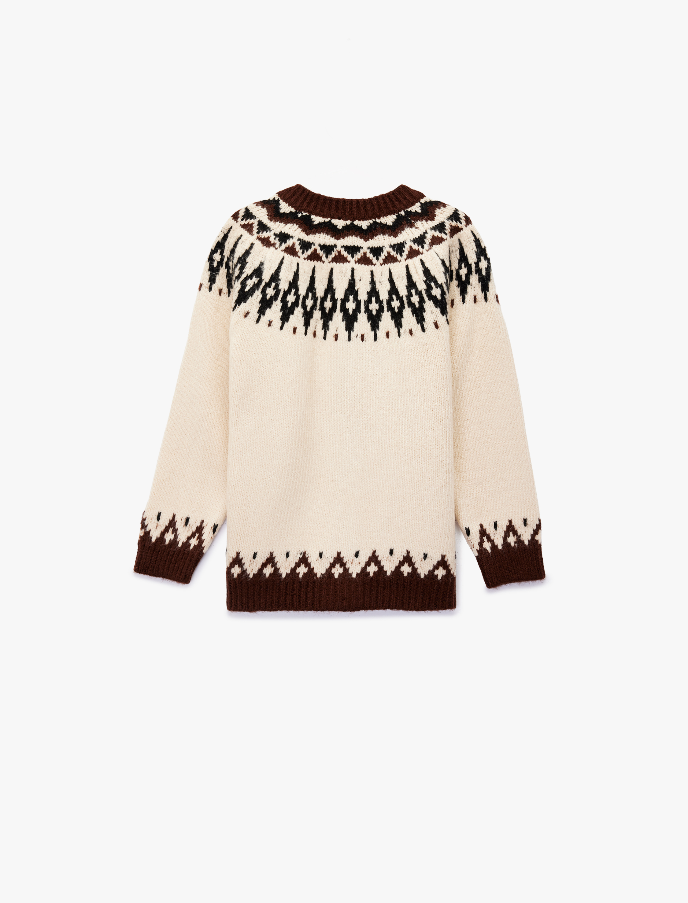  Kız Çocuk Uzun Kollu Yuvarlak Yaka Desenli Triko Hırka