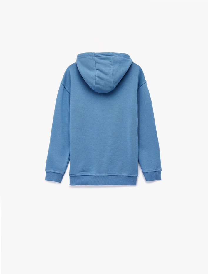 Erkek Çocuk Aplike Detaylı Uzun Kollu Kapşonlu Sweatshirt