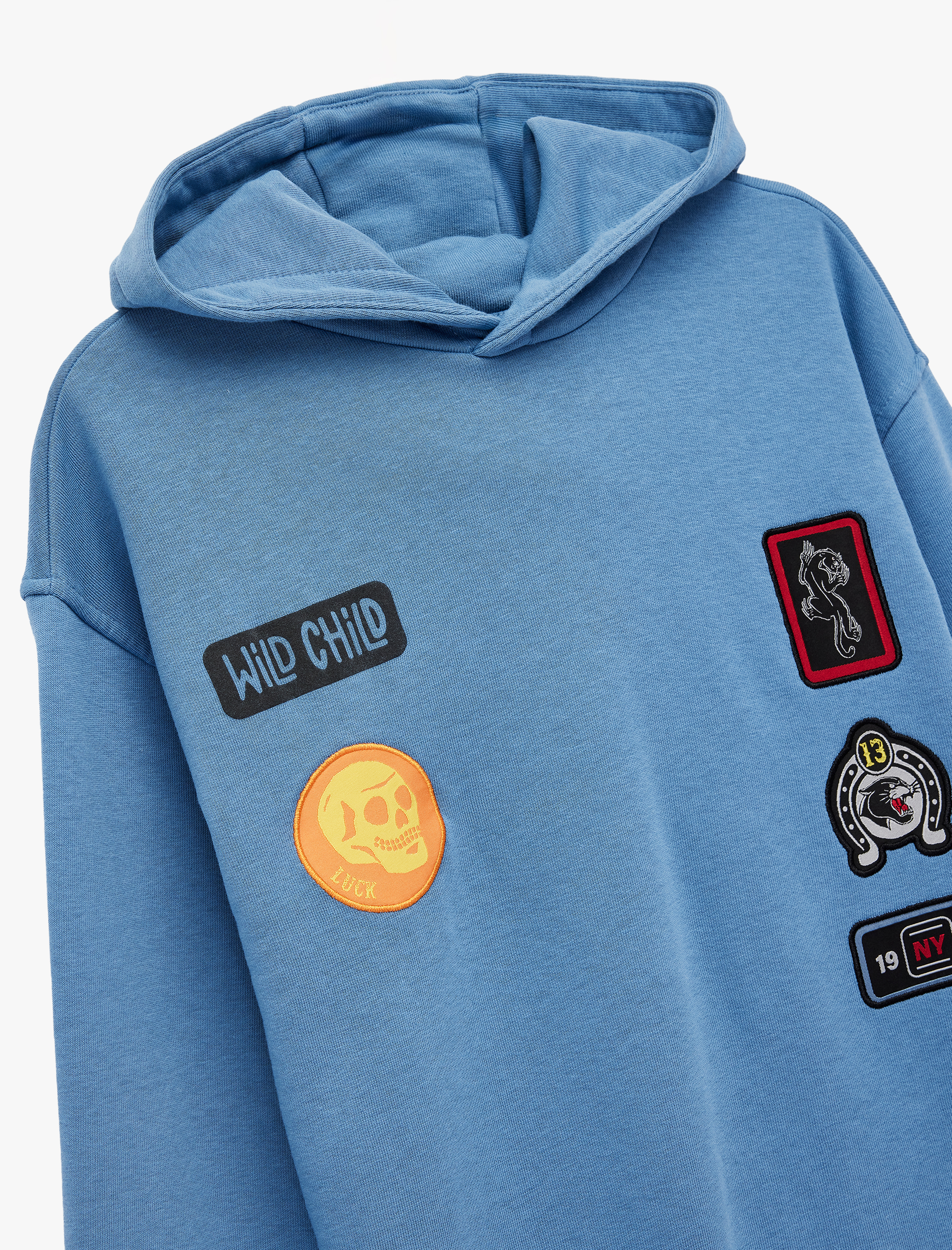  Erkek Çocuk Aplike Detaylı Uzun Kollu Kapşonlu Sweatshirt