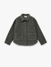 Pamuklu Uzun Kollu Oversize Kadife Gömlek