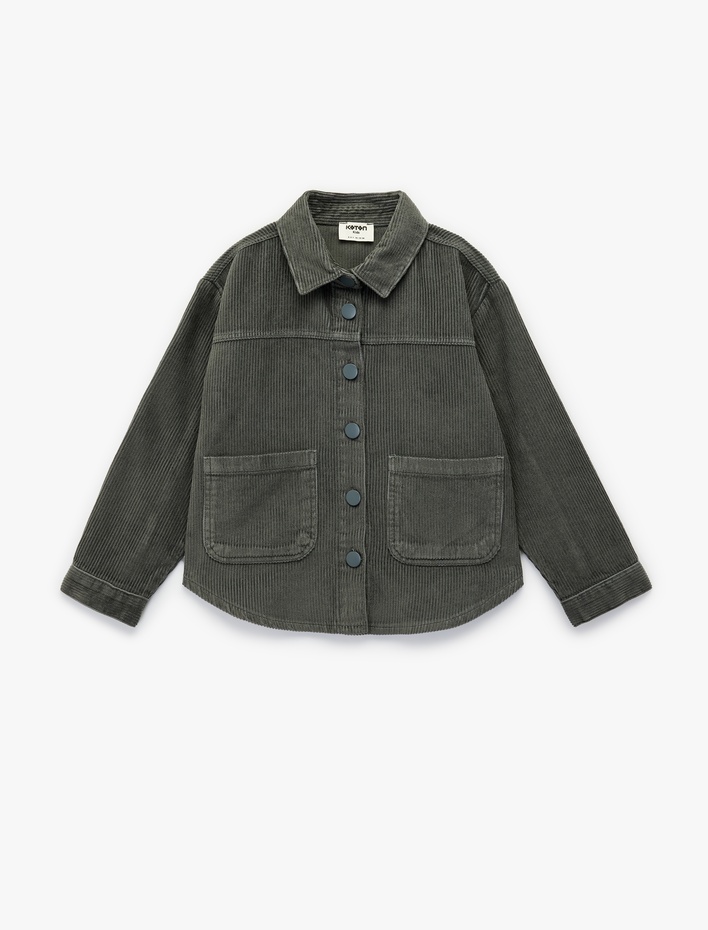 Kız Çocuk Pamuklu Uzun Kollu Oversize Kadife Gömlek