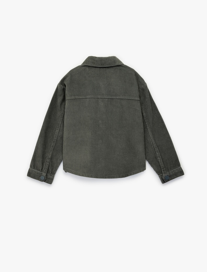 Kız Çocuk Pamuklu Uzun Kollu Oversize Kadife Gömlek