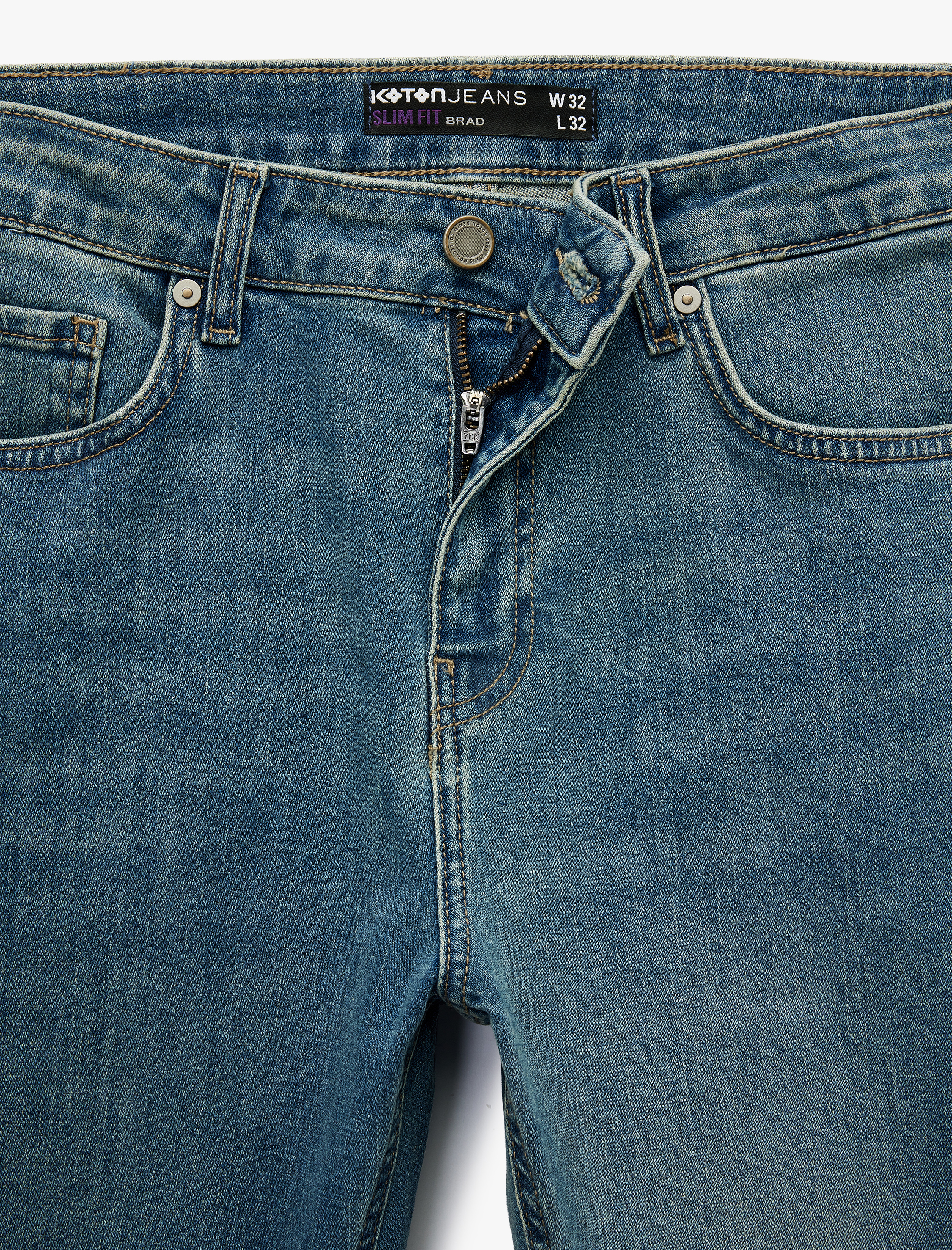   Normal Bel Yıpratmalı Pamuklu Slim Fit Jean Pantolon - Brad Jean