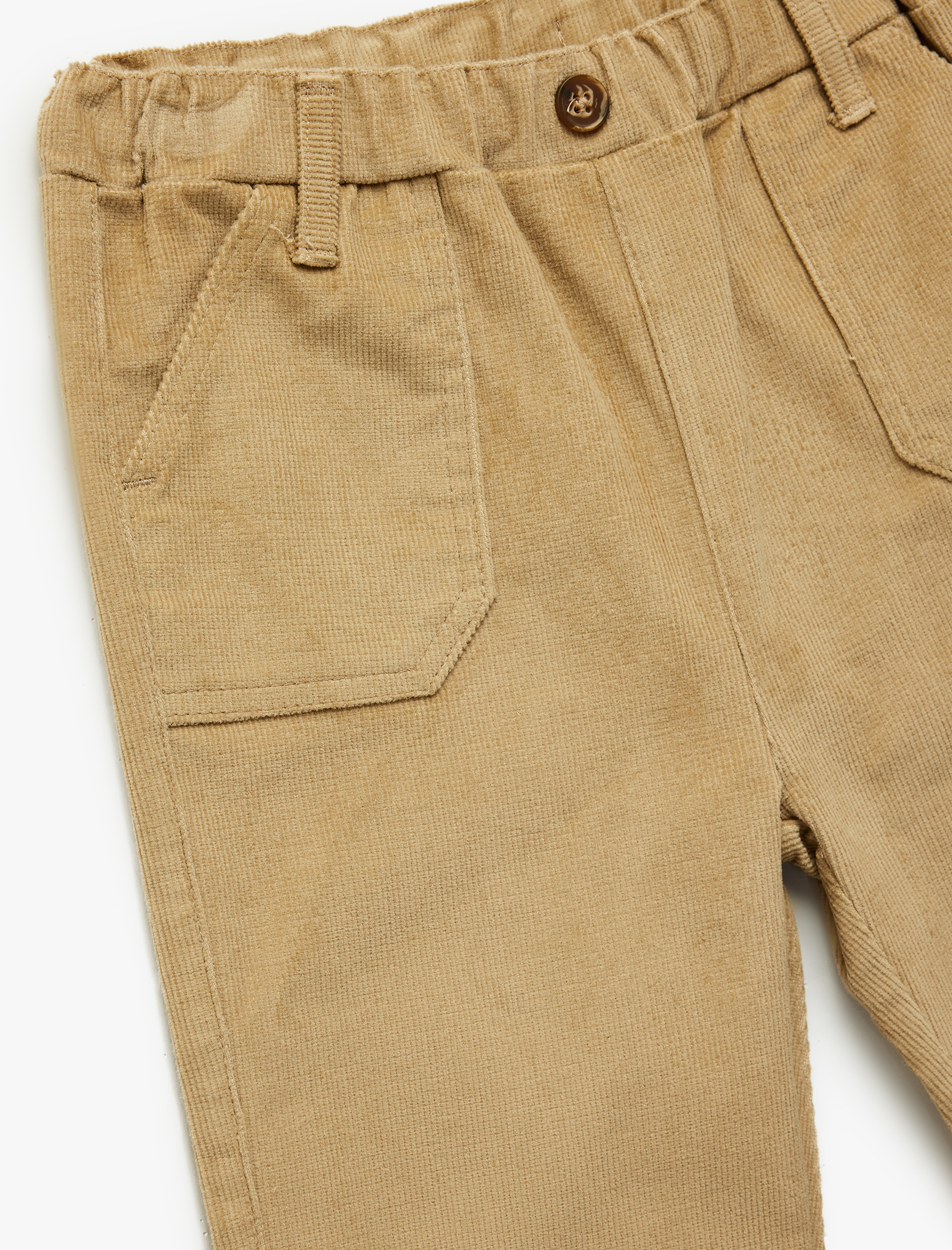  Erkek Bebek Pamuklu Cepli Beli Lastikli Havuç Kesim Kadife Pantolon