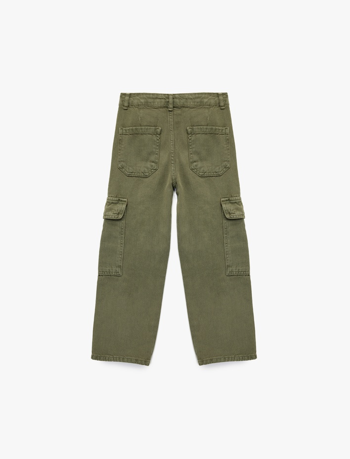 Erkek Çocuk Cep Detaylı Loose Fit Pamuklu Kargo Pantolon