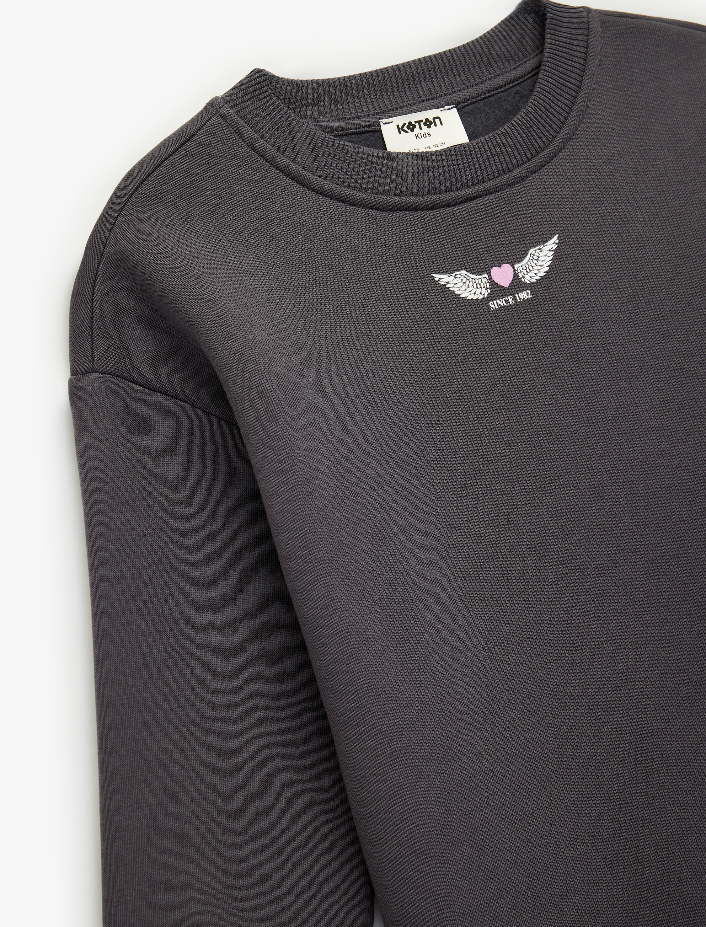  Kız Çocuk Uzun Kollu Bisiklet Yaka Baskılı Sweatshirt