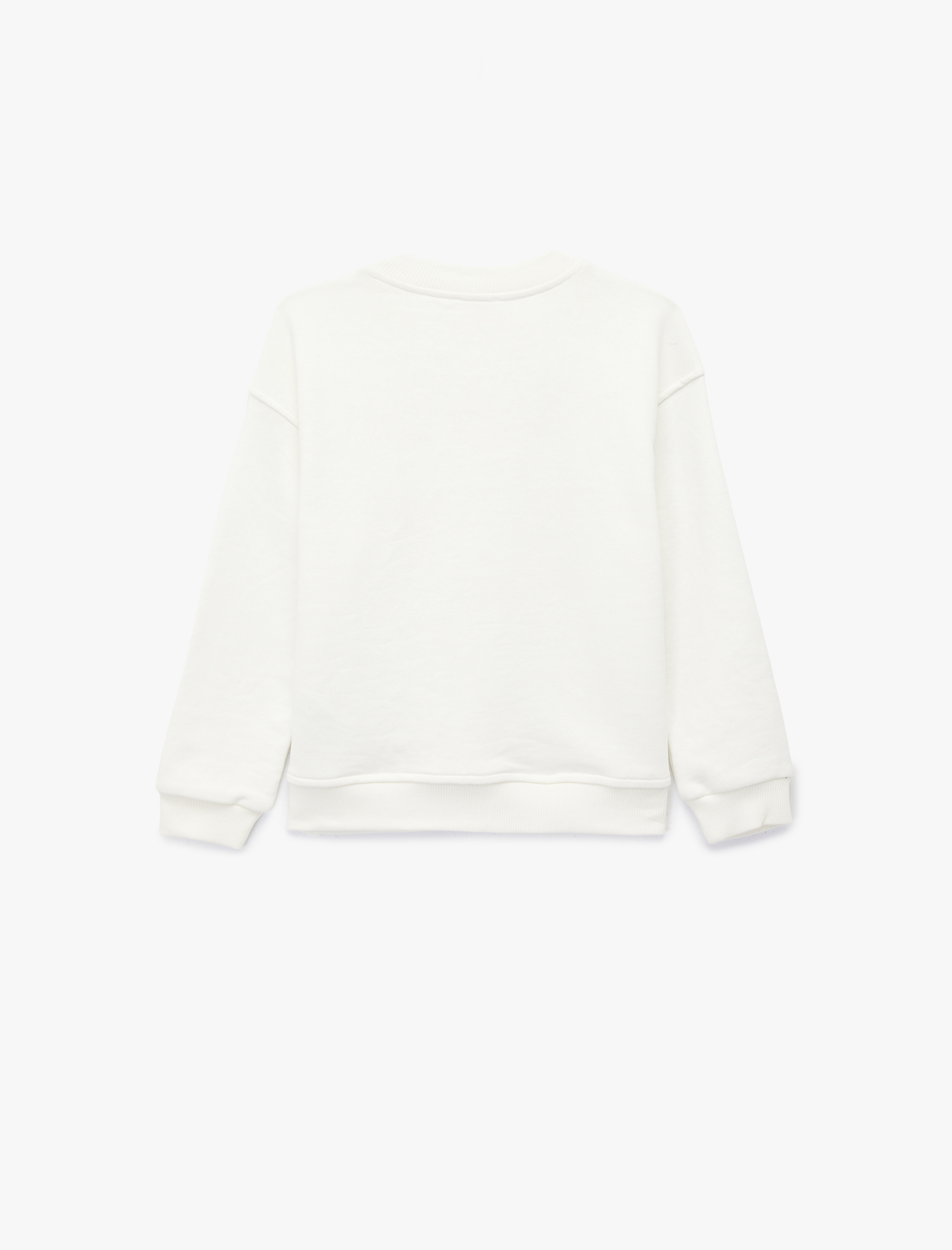  Kız Çocuk Uzun Kollu Bisiklet Yaka Fiyonk Baskılı Pamuklu Oversize Sweatshirt