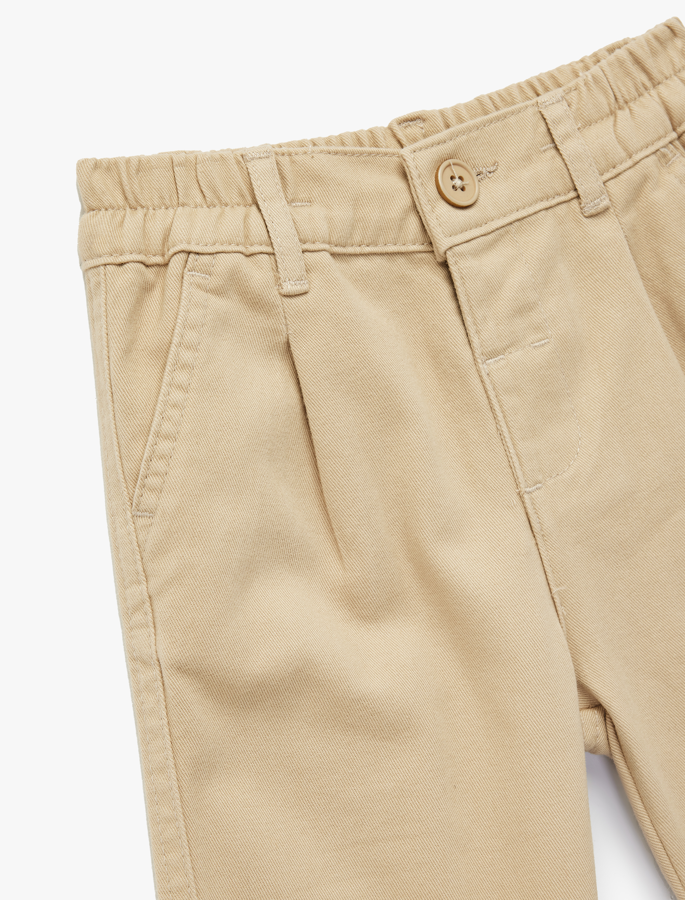  Erkek Bebek Beli Lastikli Düğmeli Pamuklu Havuç Kesim Pantolon