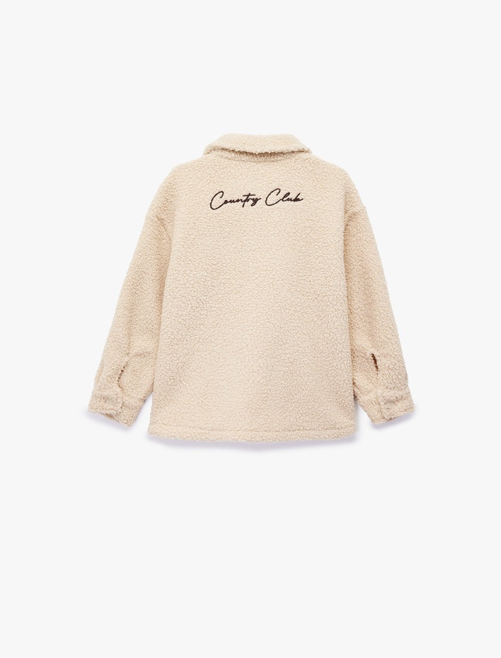 Erkek Çocuk Kapaklı Cep Detaylı Düğmeli Uzun Kollu Peluş Ceket