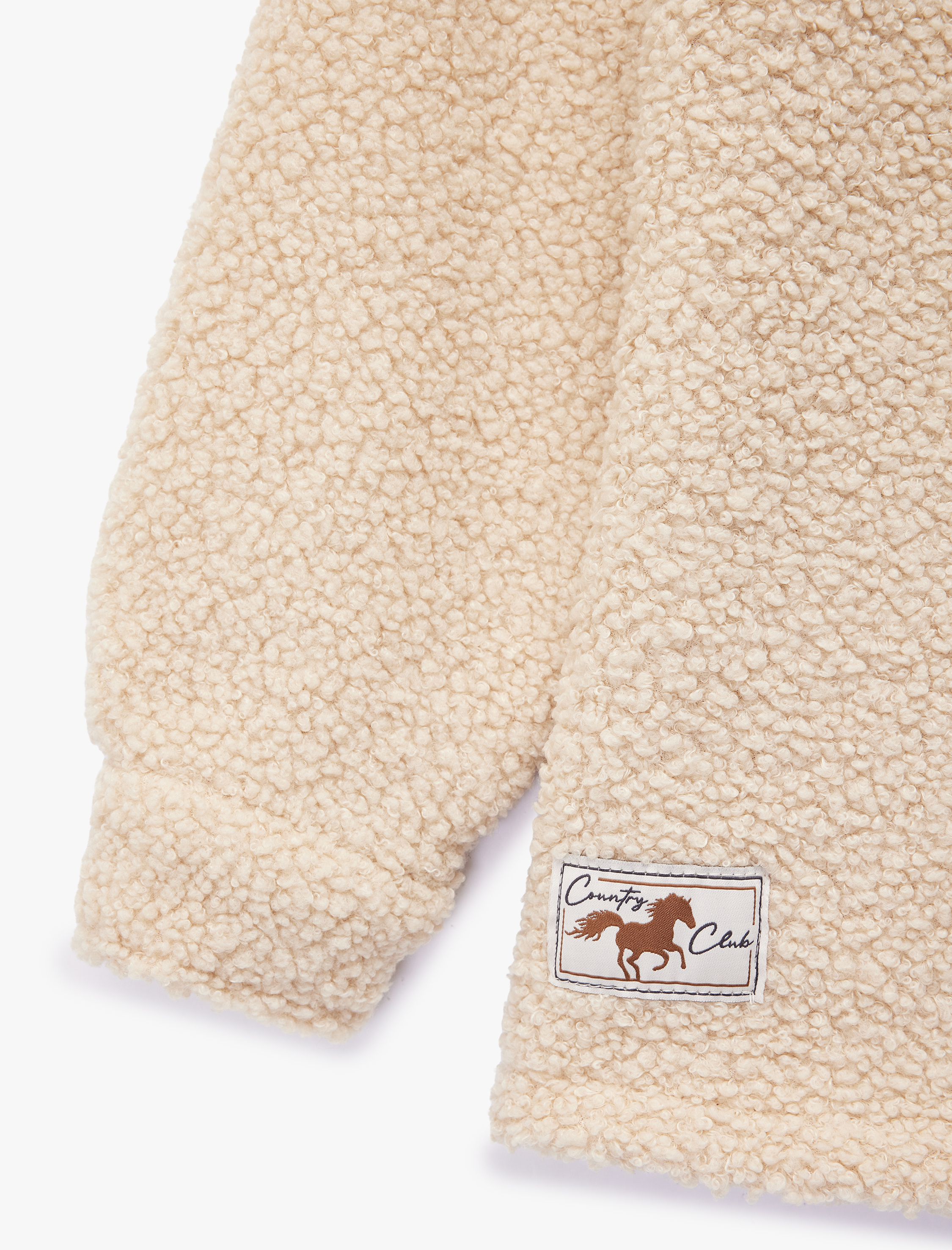  Erkek Çocuk Kapaklı Cep Detaylı Düğmeli Uzun Kollu Peluş Ceket