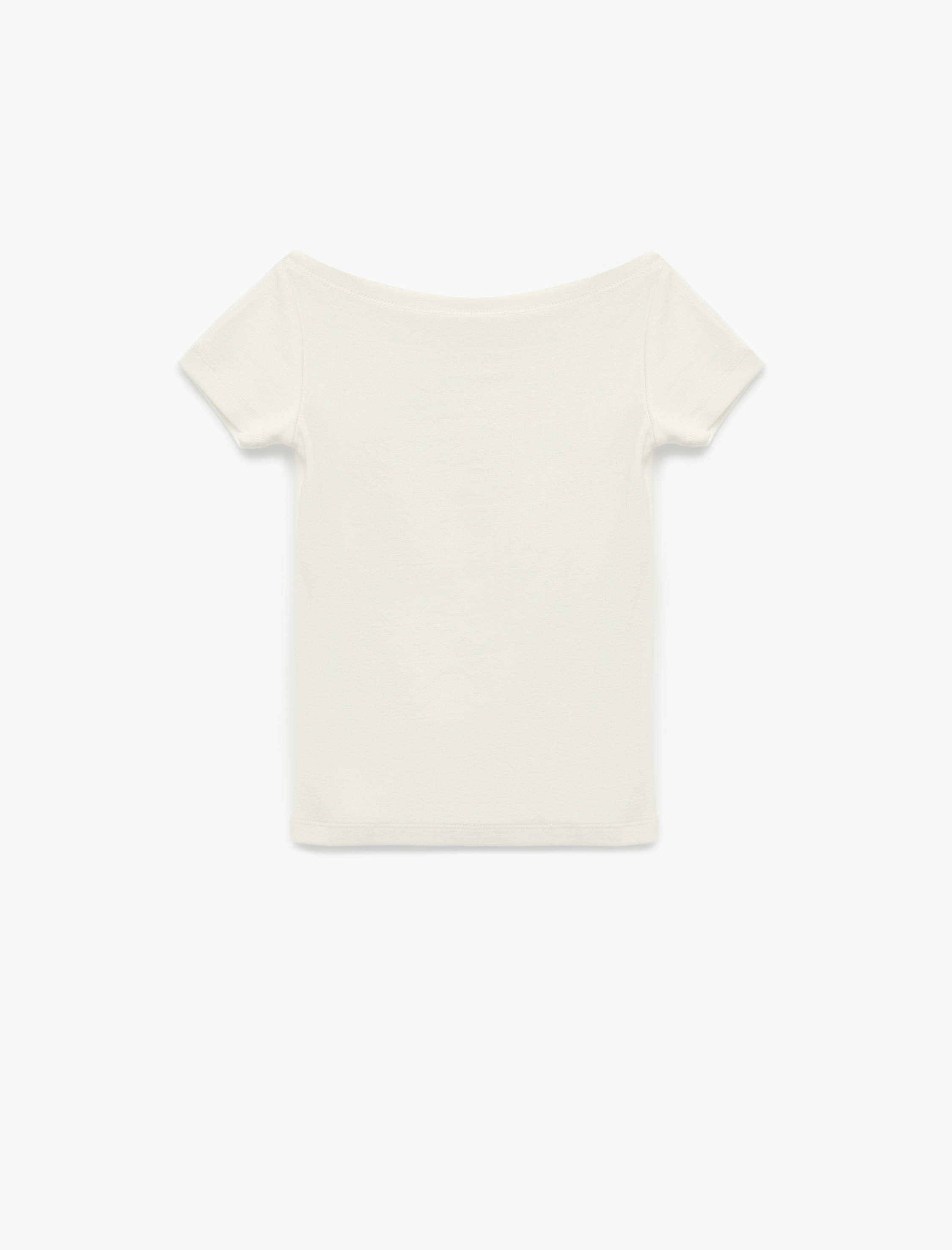  Kız Çocuk Asimetrik Düşük Omuz Kısa Kollu Modal Tişört