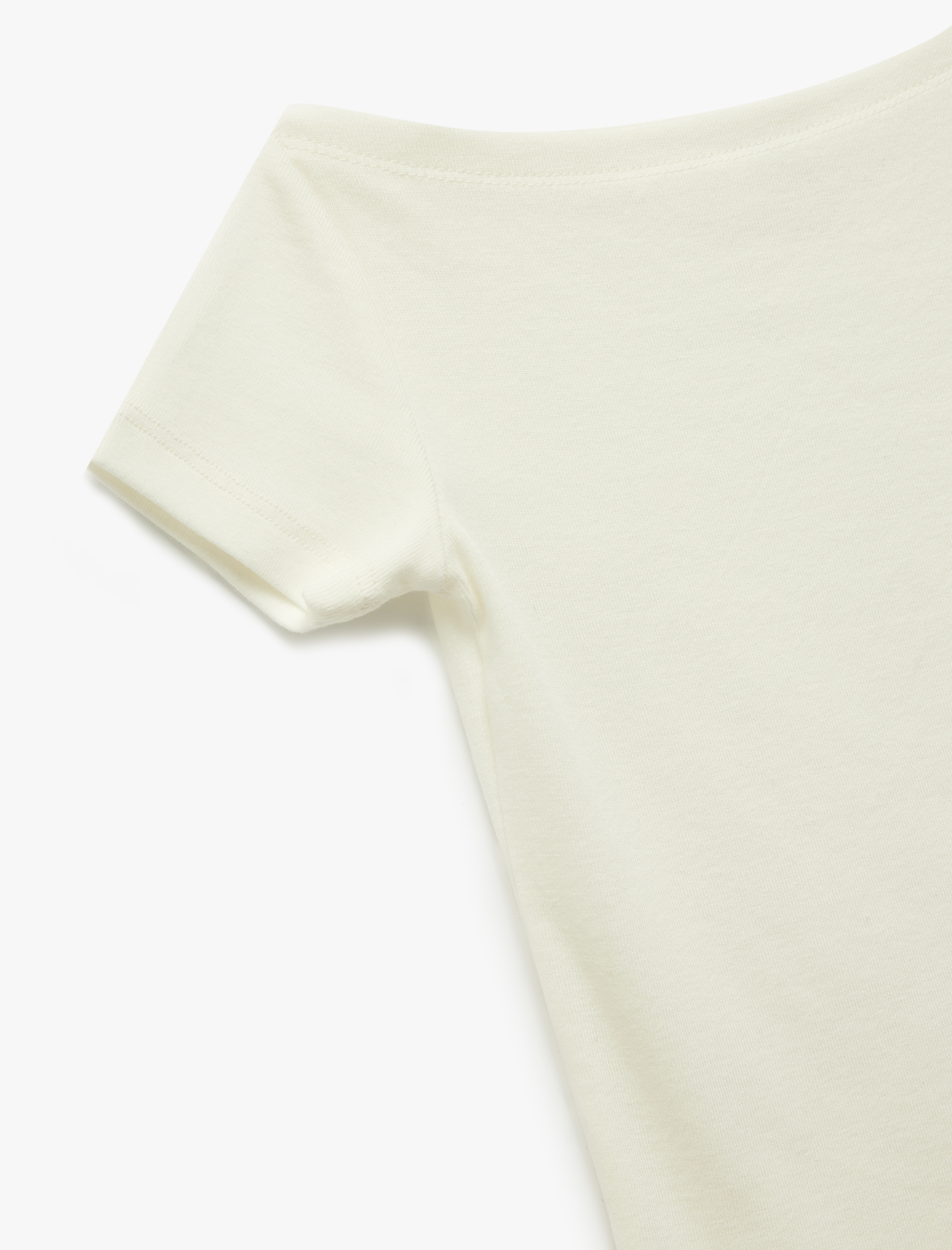  Kız Çocuk Asimetrik Düşük Omuz Kısa Kollu Modal Tişört