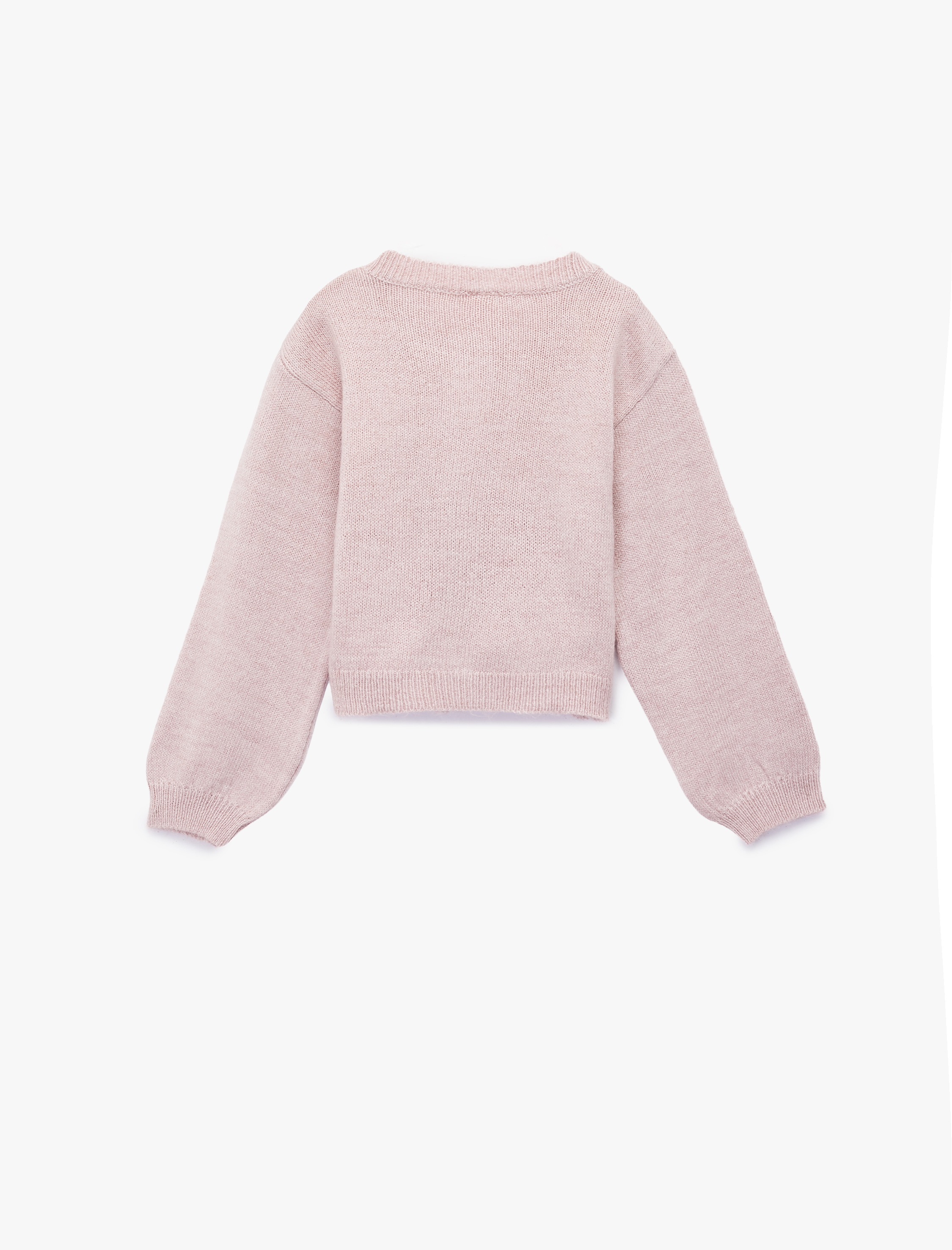  Kız Bebek Uzun Kollu Bisiklet Yaka Çiçek Nakış Detaylı Triko Hırka