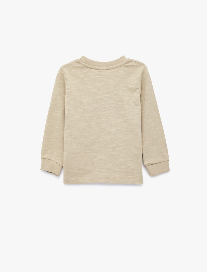 Erkek Bebek Pamuklu Uzun Kollu Bisiklet Yaka Basic Tişört