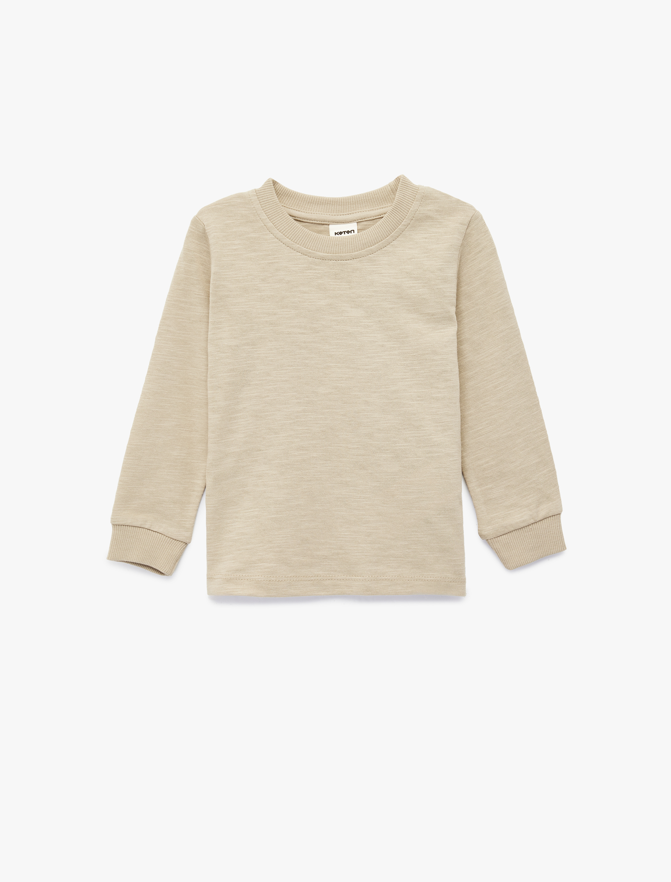  Erkek Bebek Pamuklu Uzun Kollu Bisiklet Yaka Basic Tişört