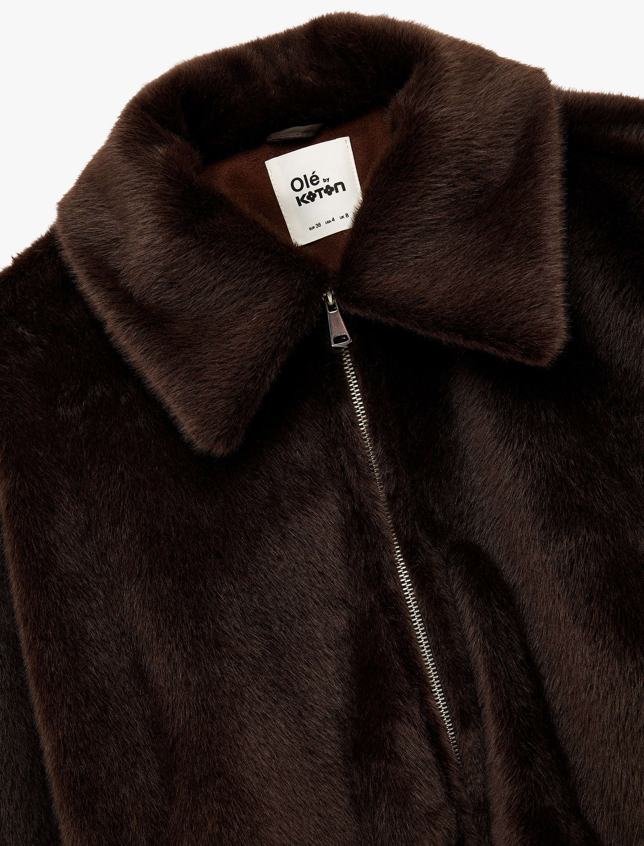   Klasik Yaka Fermuarlı Cepli Oversize Suni Kürk Bomber Ceket