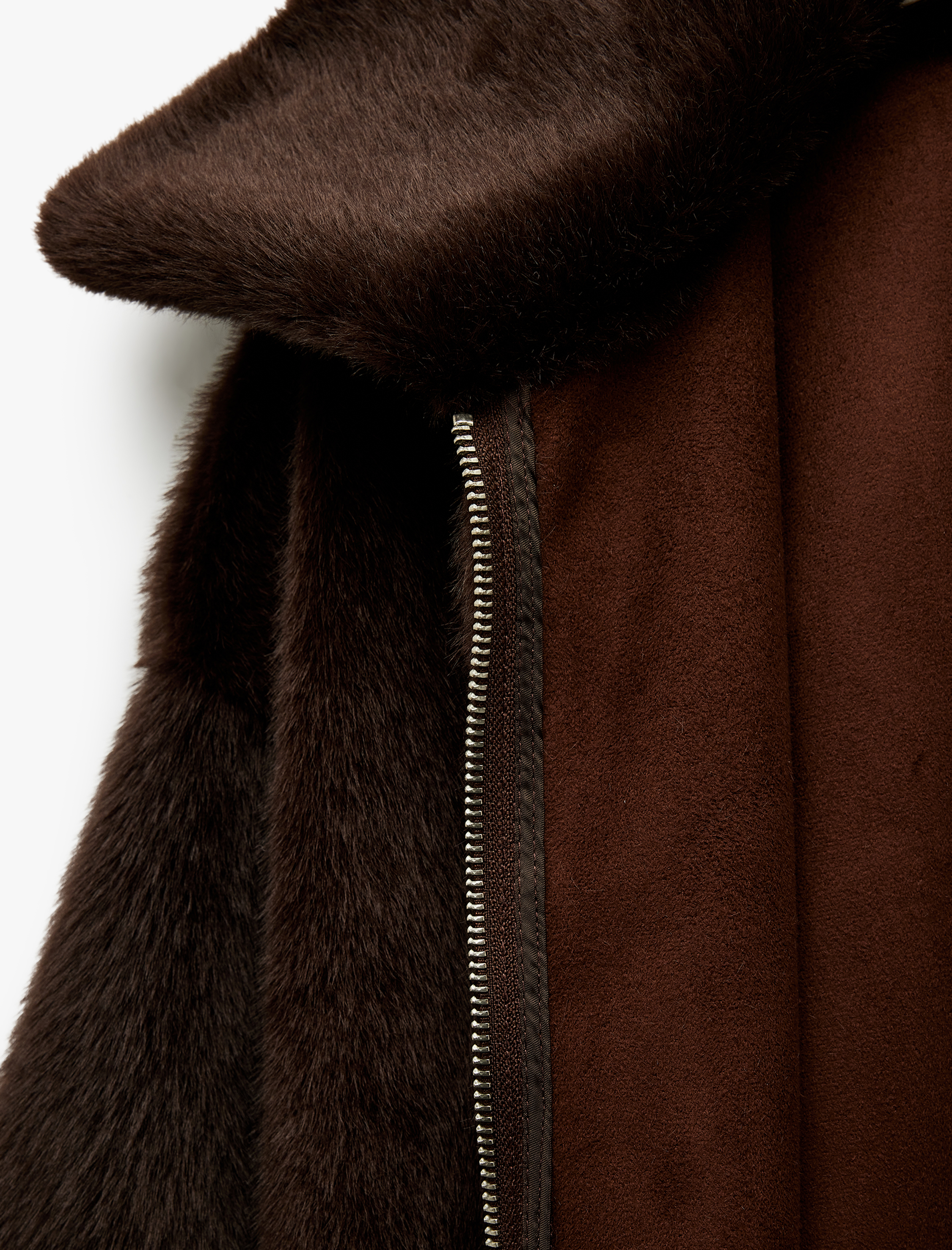   Klasik Yaka Fermuarlı Cepli Oversize Suni Kürk Bomber Ceket