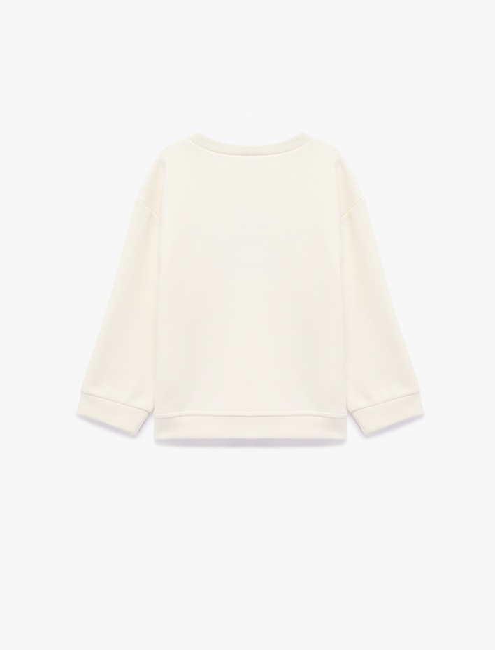 Kız Bebek Uzun Kollu Bisiklet Yaka Nakış Detaylı Sweatshirt