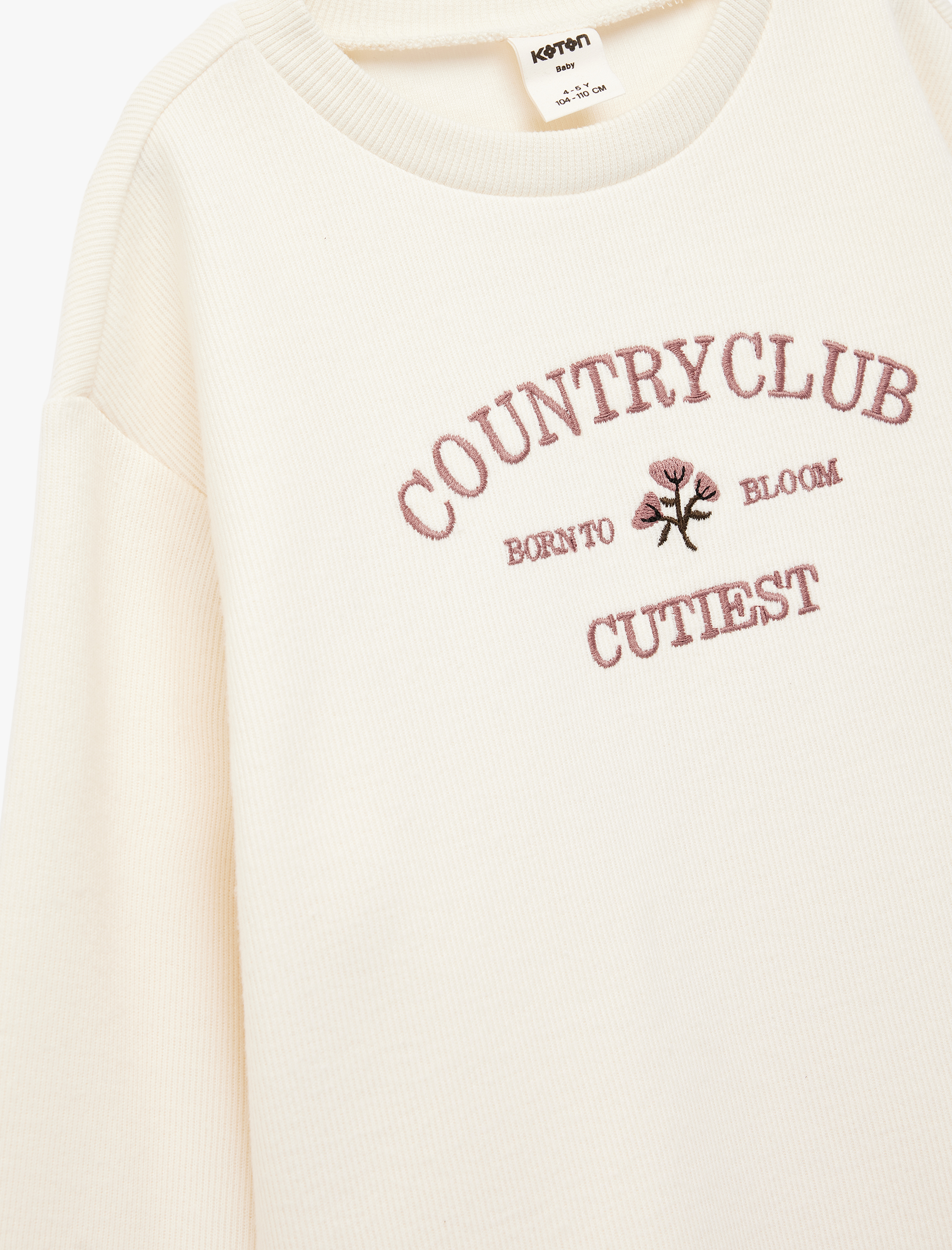  Kız Bebek Uzun Kollu Bisiklet Yaka Nakış Detaylı Sweatshirt