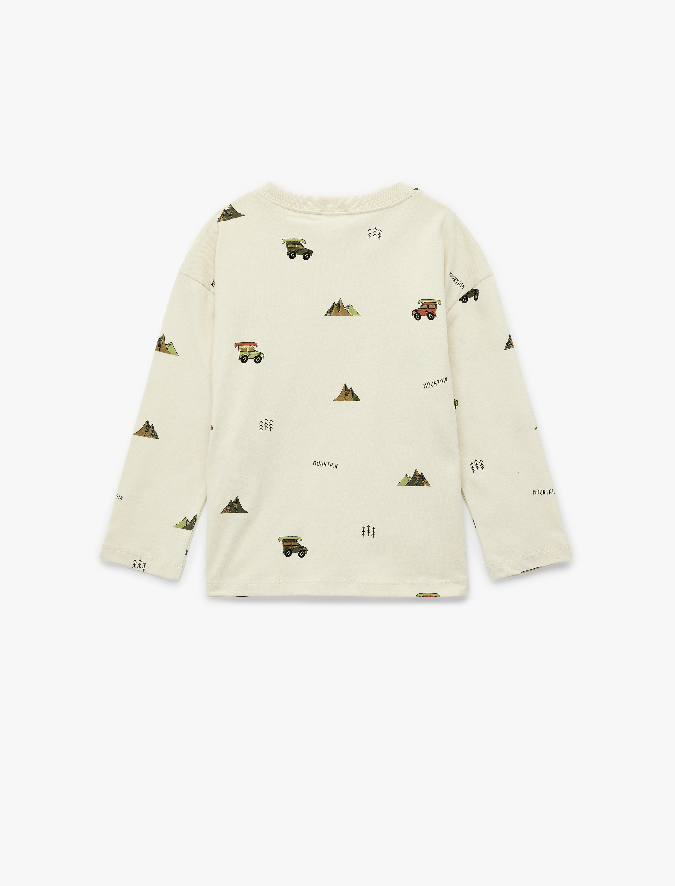  Erkek Bebek Baskılı Uzun Kollu Bisiklet Yaka Pamuklu Tişört