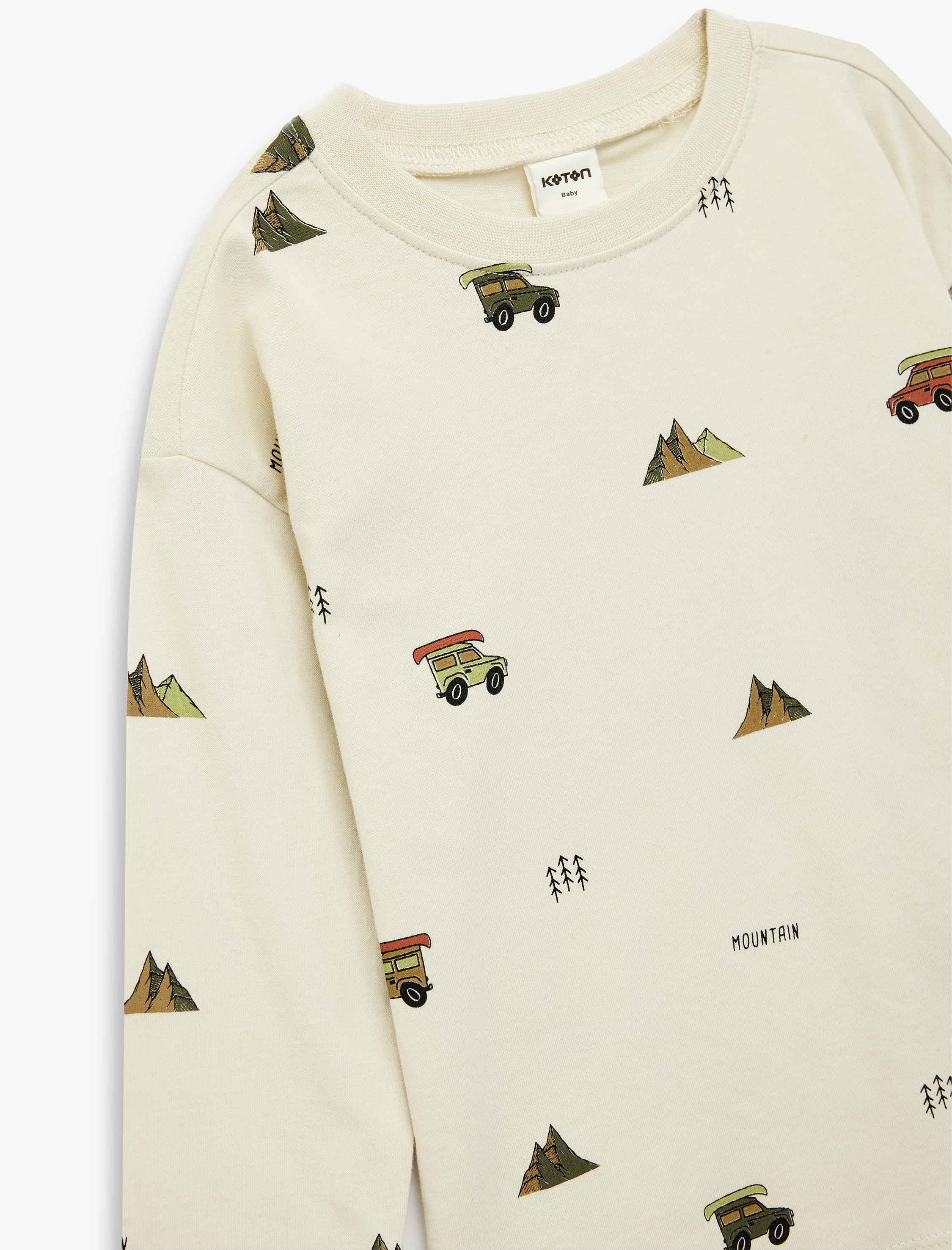  Erkek Bebek Baskılı Uzun Kollu Bisiklet Yaka Pamuklu Tişört