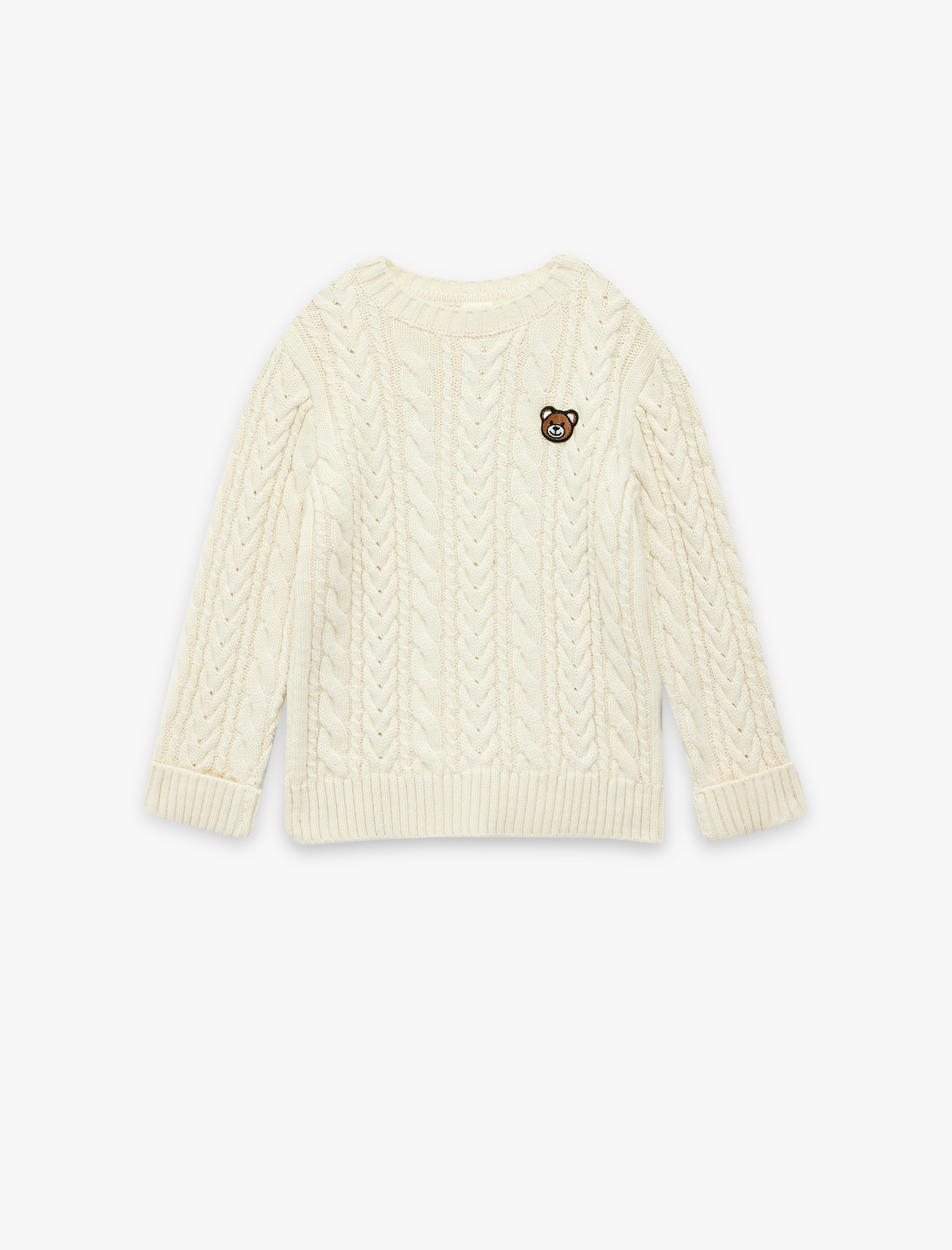  Erkek Bebek Uzun Kollu Bisiklet Yaka Ayıcık Detaylı Triko Kazak