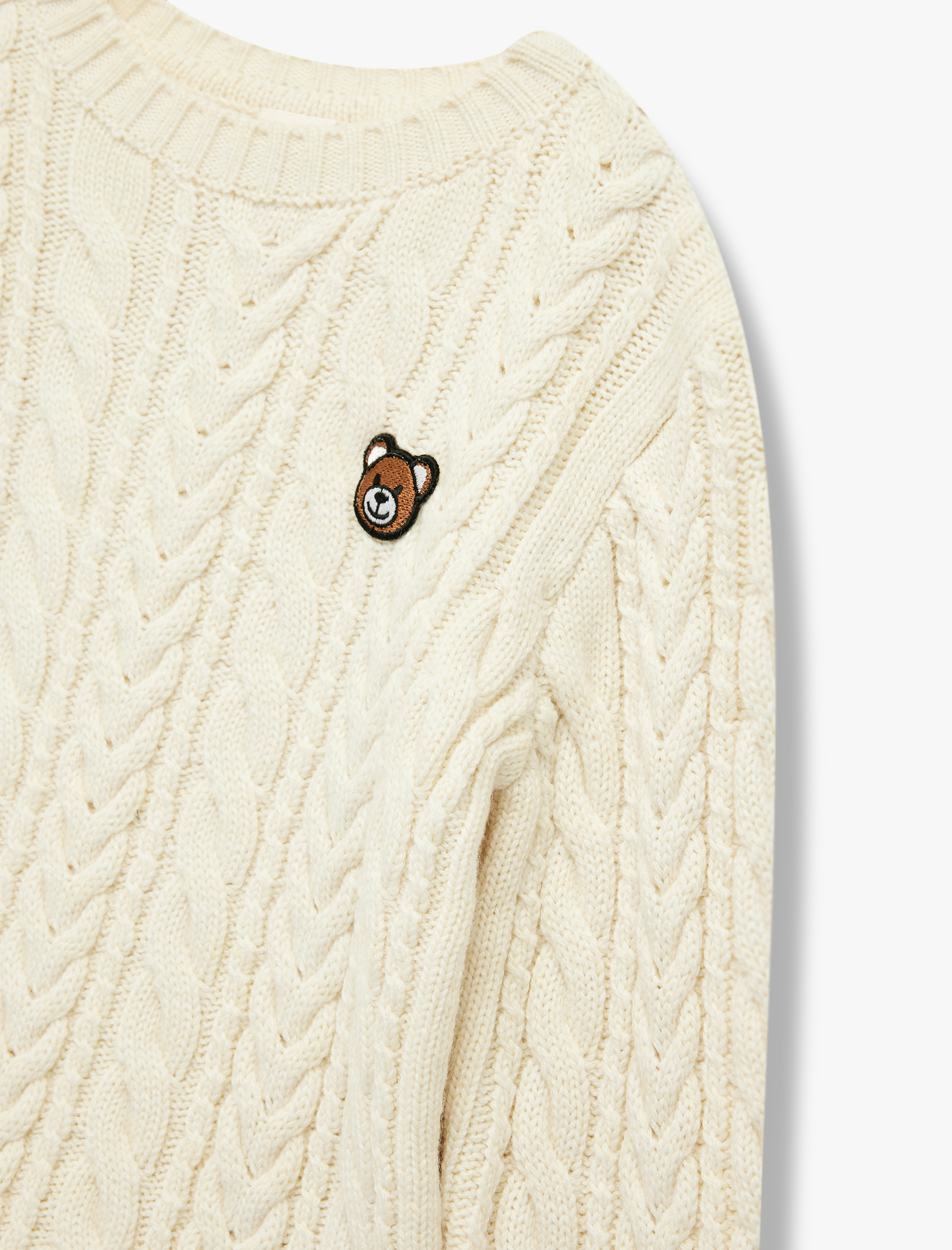  Erkek Bebek Uzun Kollu Bisiklet Yaka Ayıcık Detaylı Triko Kazak