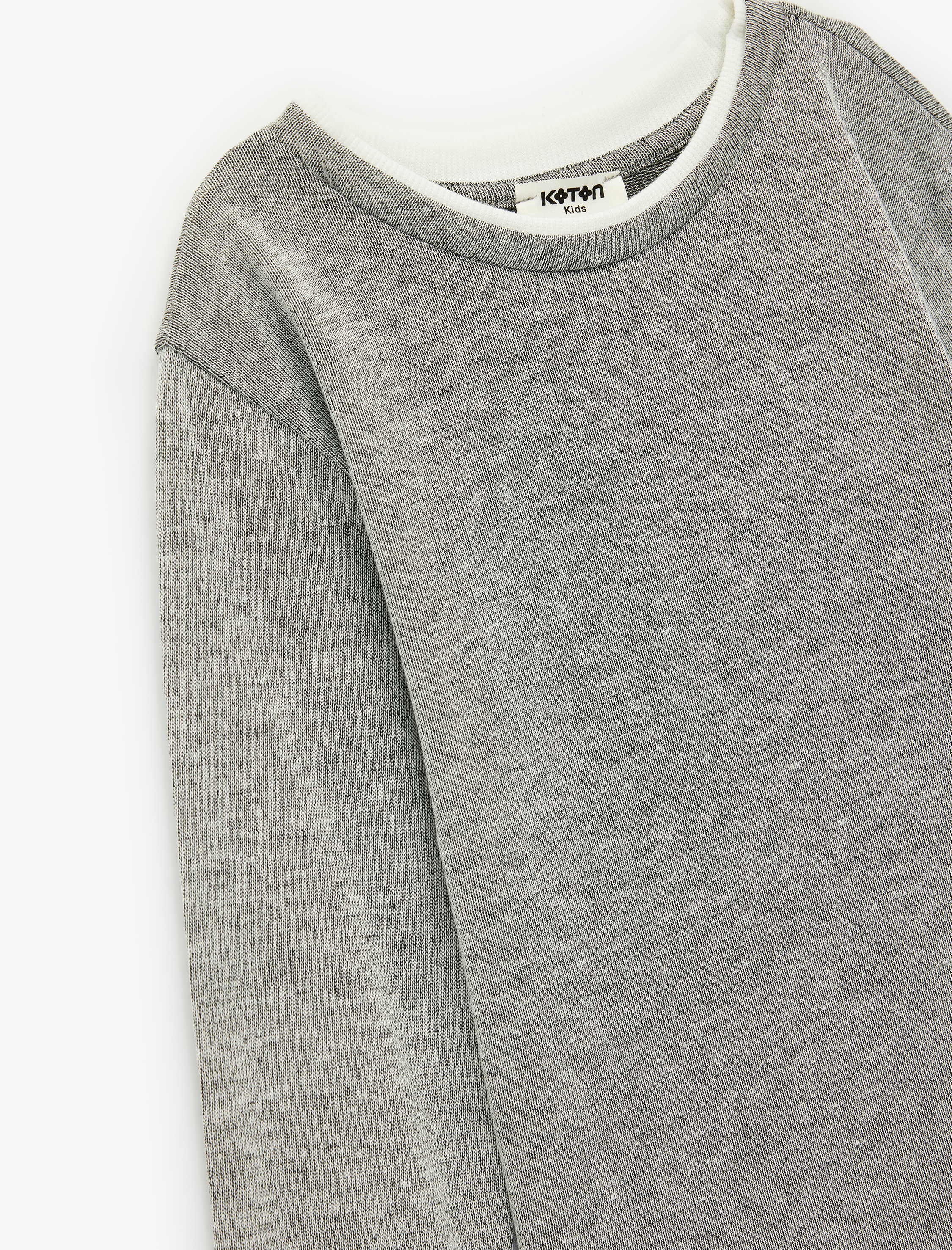  Kız Çocuk Pamuk Karışımlı Bisiklet Yaka Uzun Kollu Basic Tişört