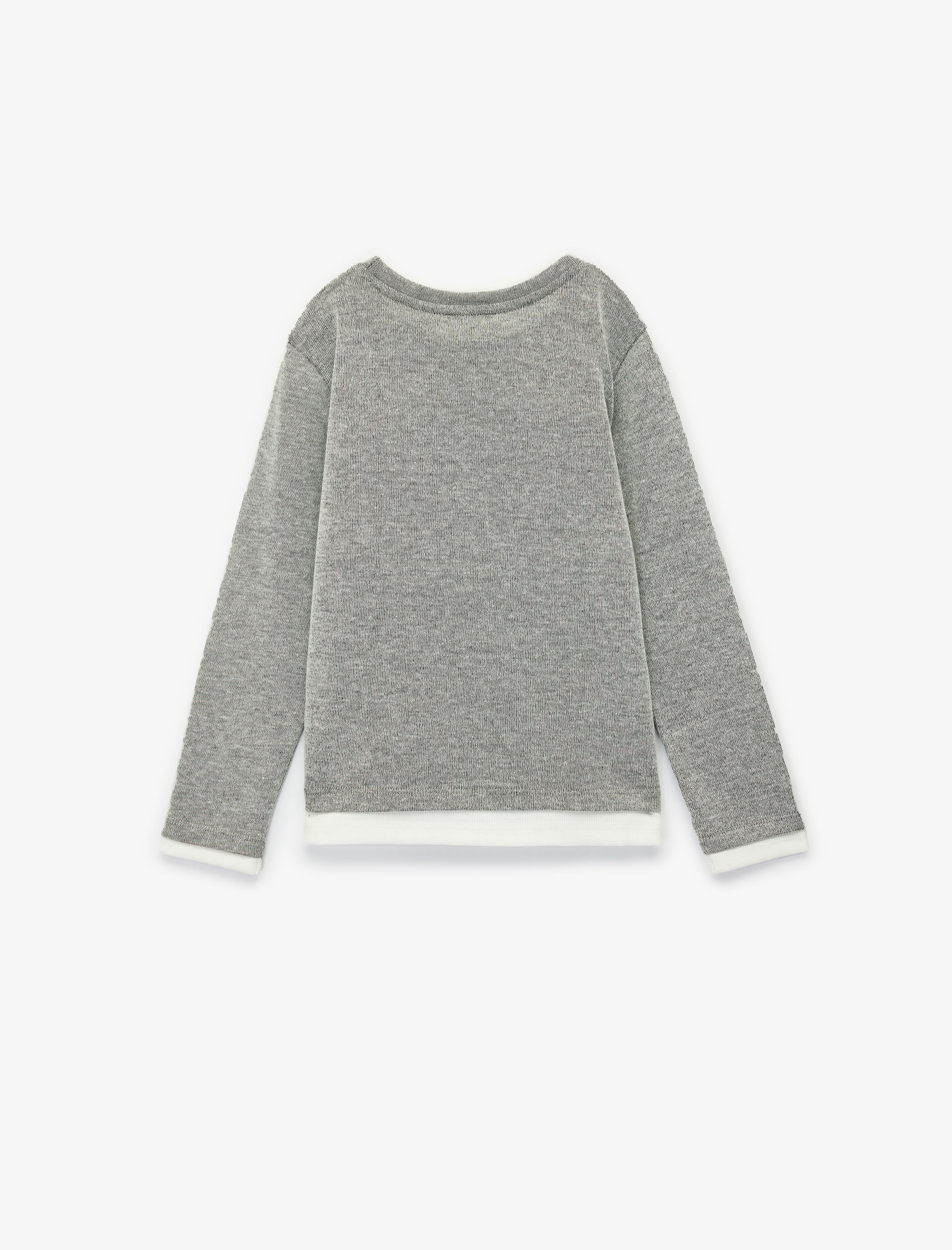  Kız Çocuk Pamuk Karışımlı Bisiklet Yaka Uzun Kollu Basic Tişört