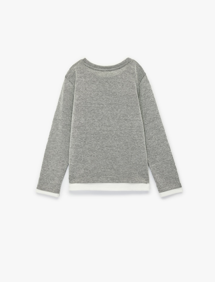 Kız Çocuk Pamuk Karışımlı Bisiklet Yaka Uzun Kollu Basic Tişört