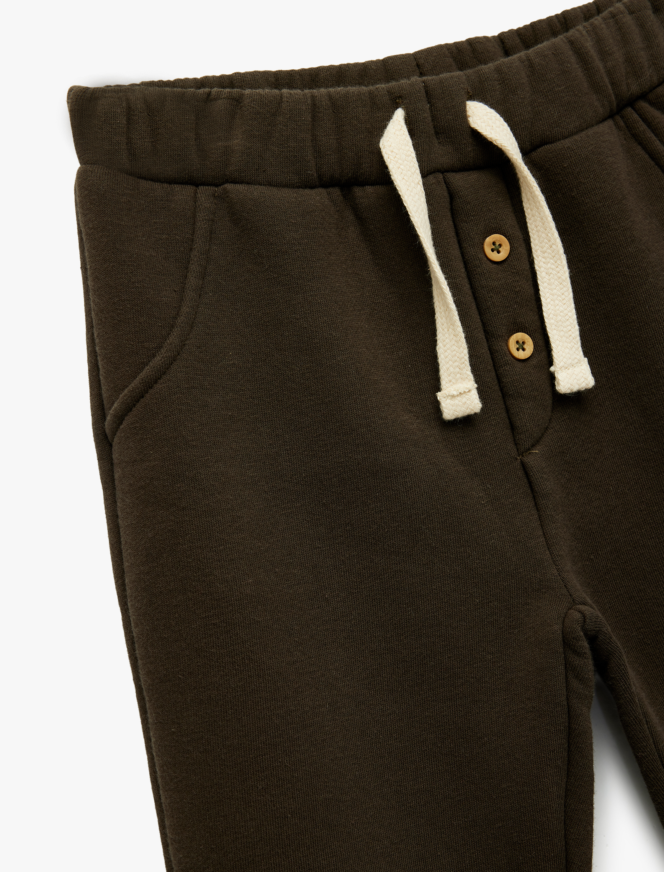  Erkek Bebek Şardonlu Duble Paça Düğmeli Bağcıklı Eşofman Altı