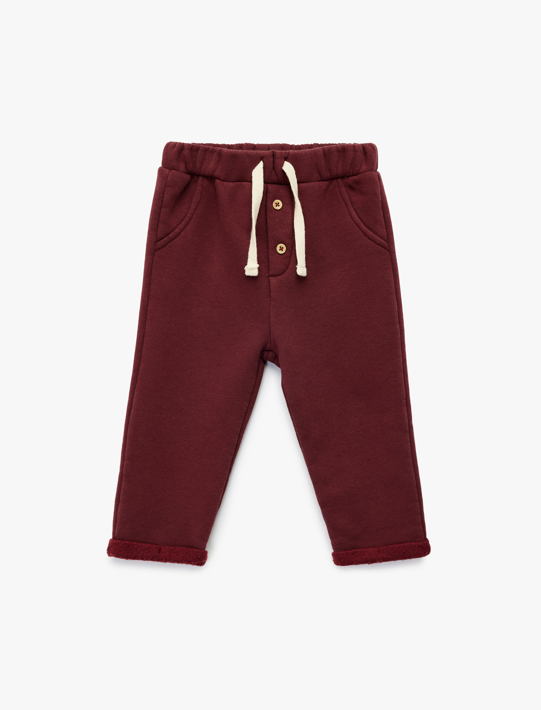  Erkek Bebek Şardonlu Duble Paça Düğmeli Bağcıklı Eşofman Altı