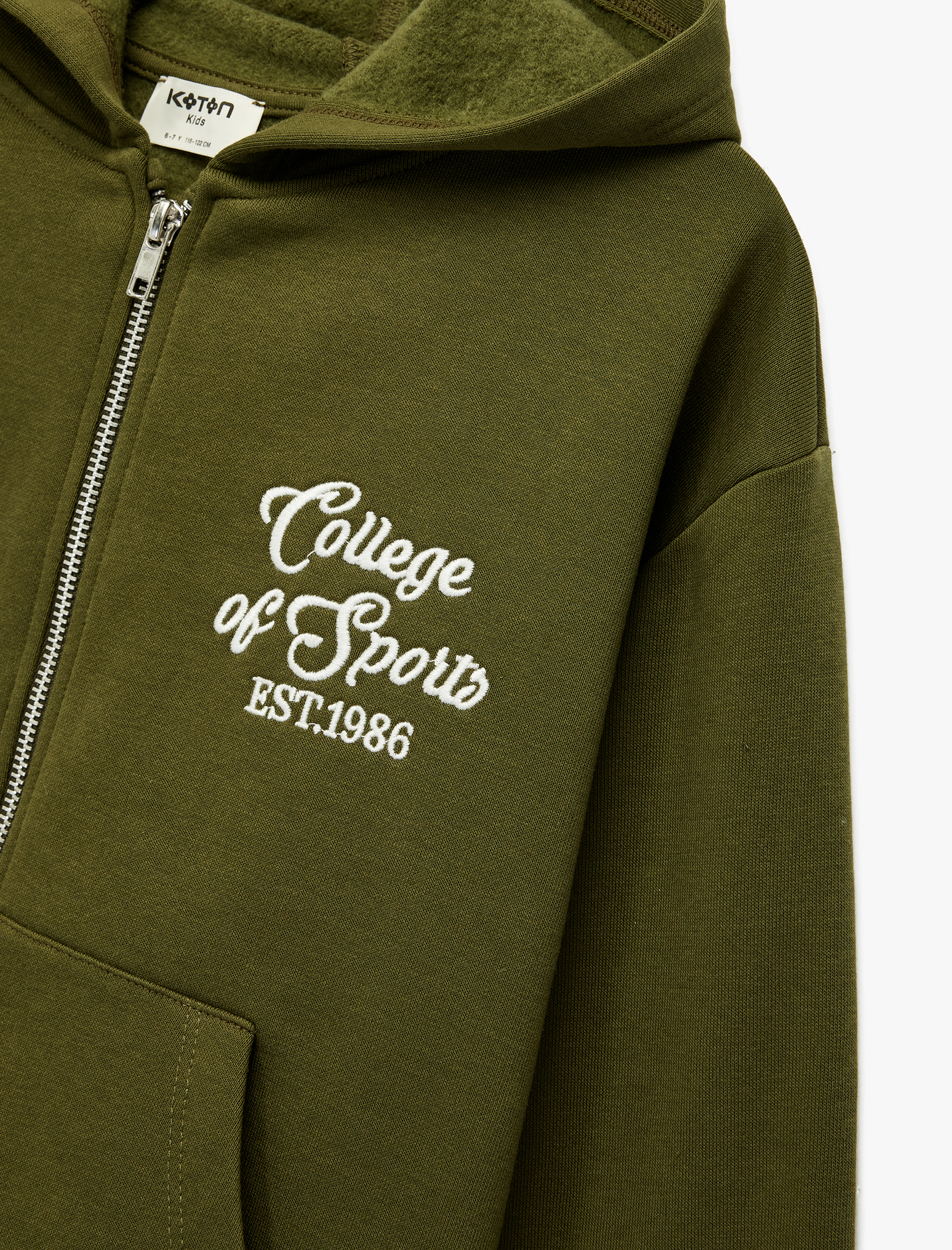  Kız Çocuk Şardonlu Uzun Kollu Kapşonlu Fermuarlı Sweatshirt