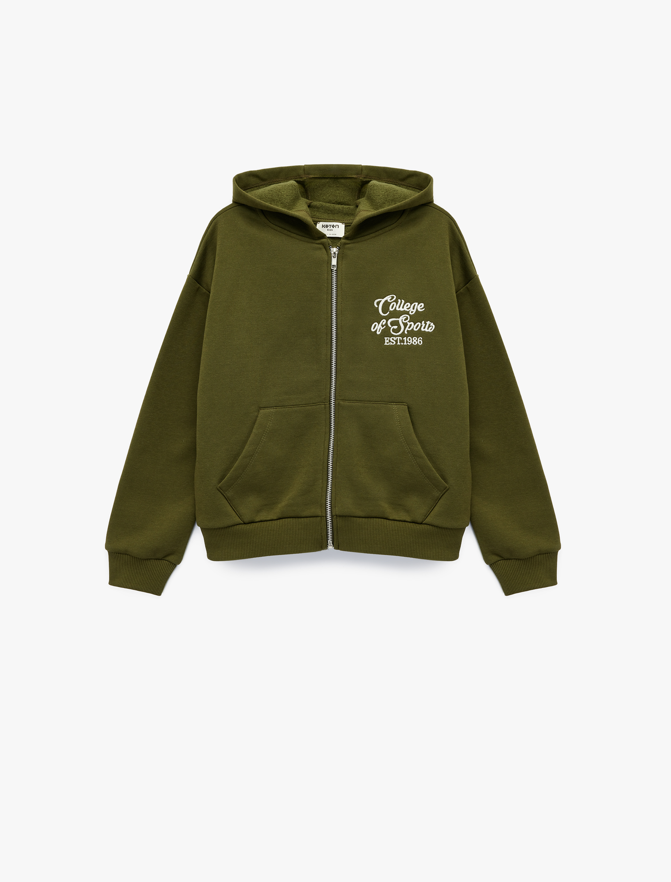  Kız Çocuk Şardonlu Uzun Kollu Kapşonlu Fermuarlı Sweatshirt