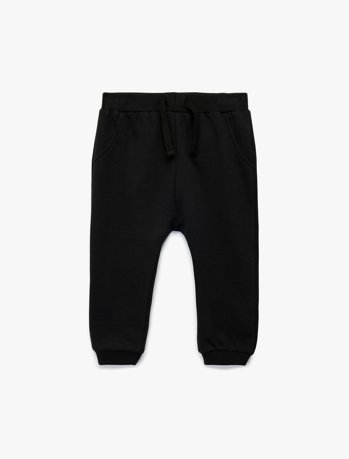 Erkek Bebek Şardonlu Pamuklu Beli Bağcıklı Jogger Eşofman Altı